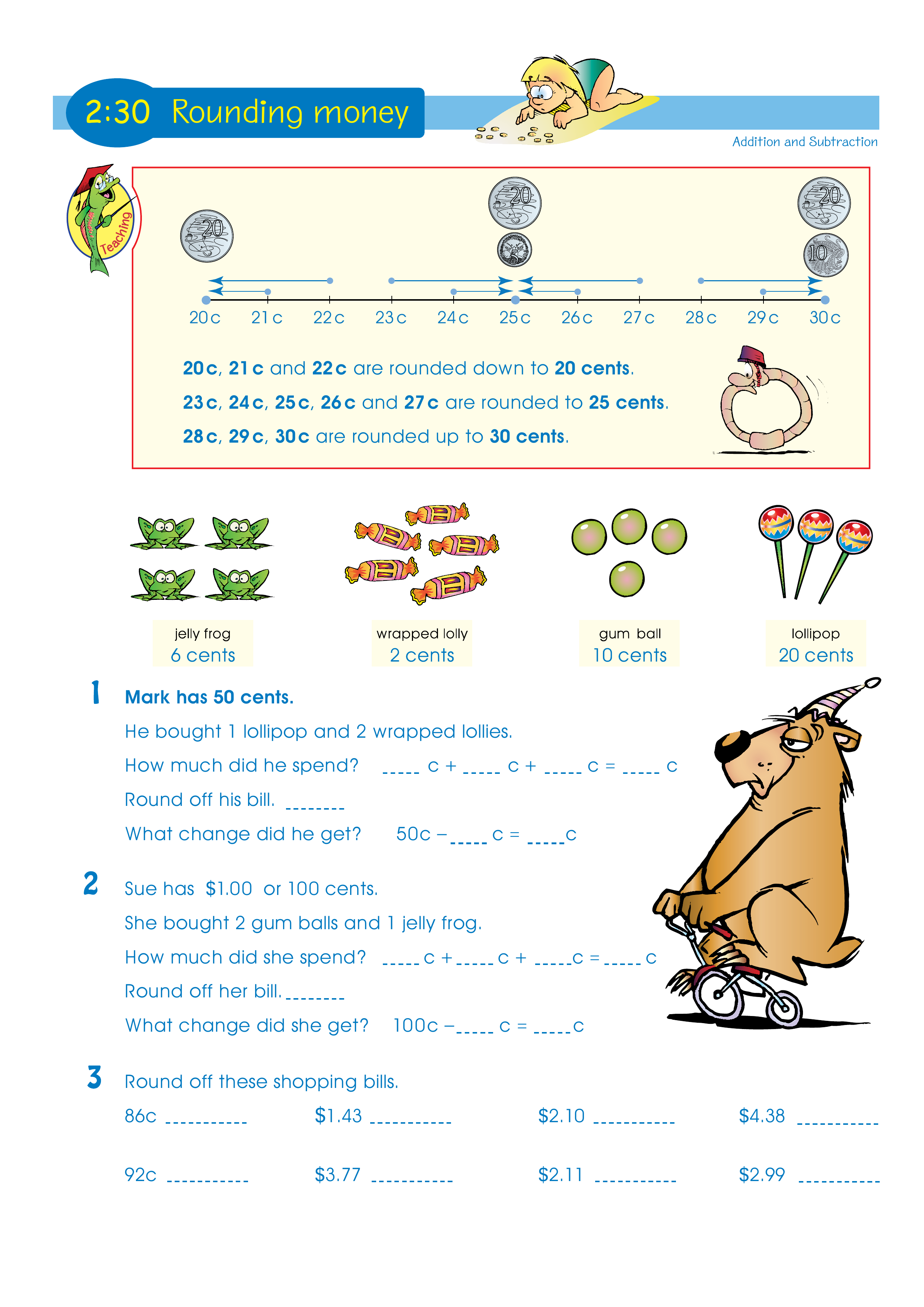 Rounding money — worksheet preview