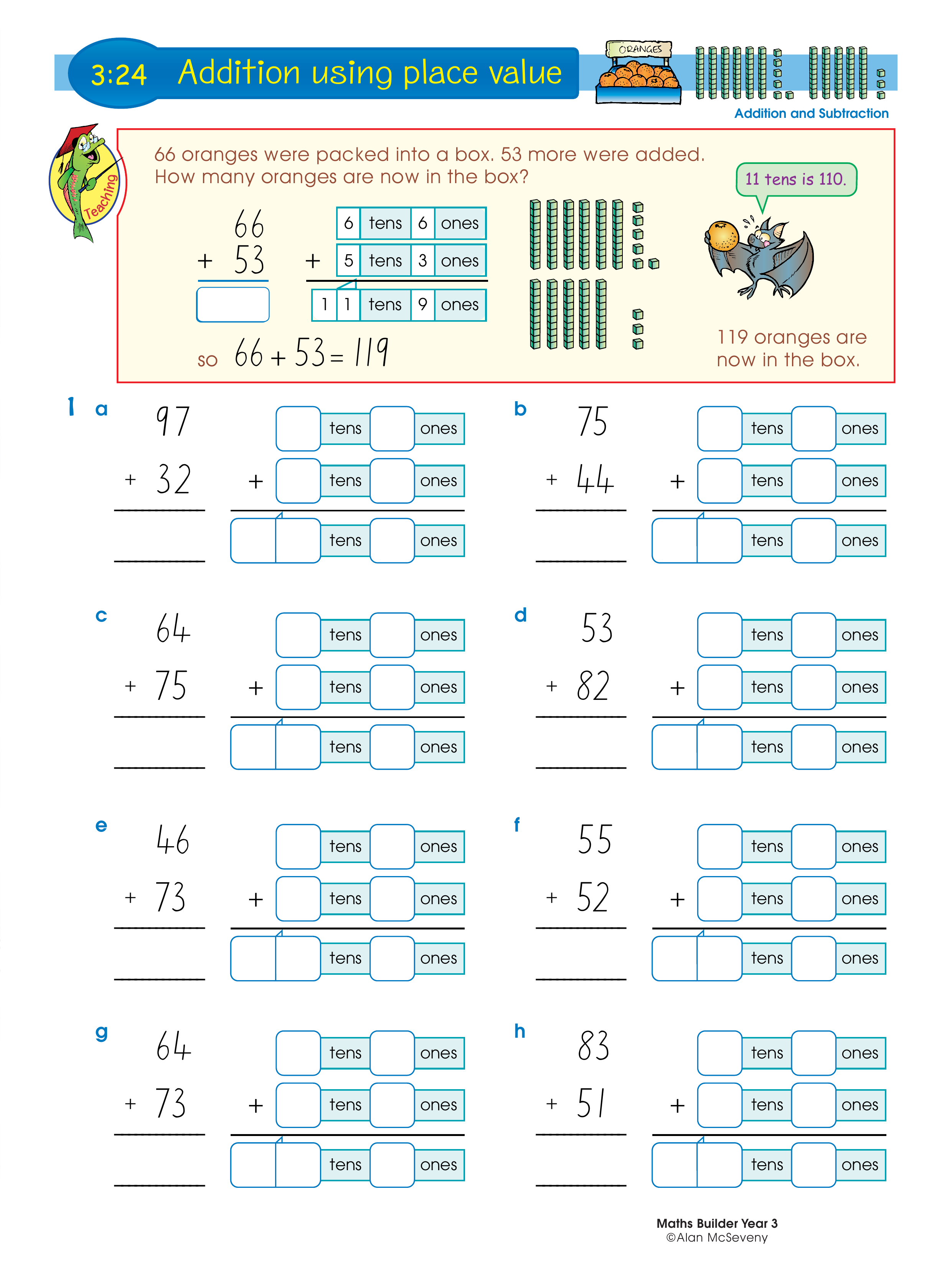 Addition using place value — worksheet preview