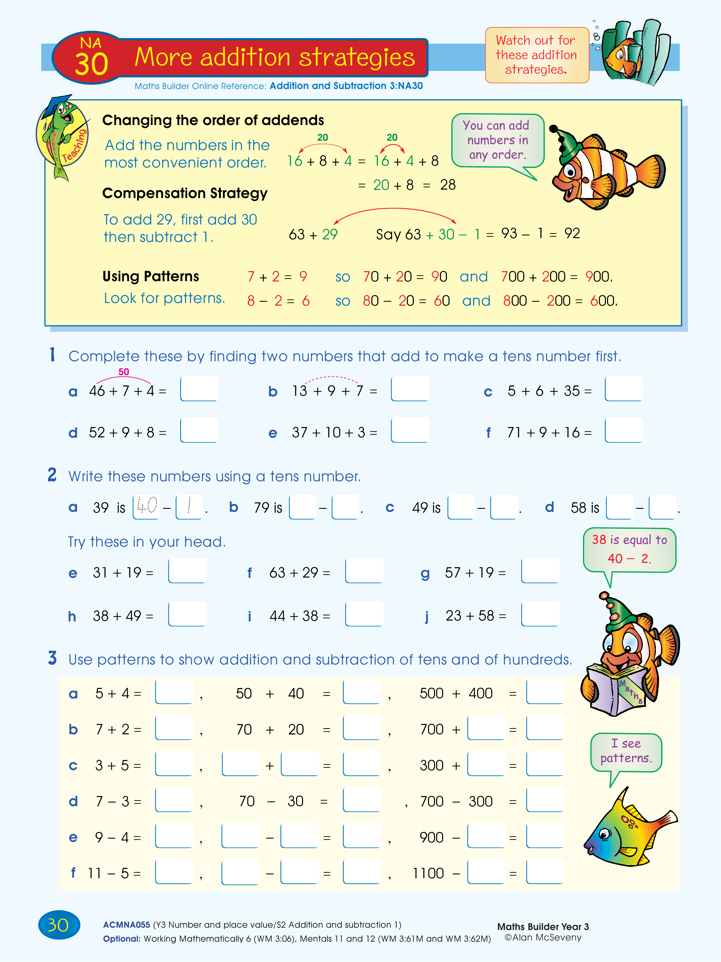 More addition strategies — worksheet preview