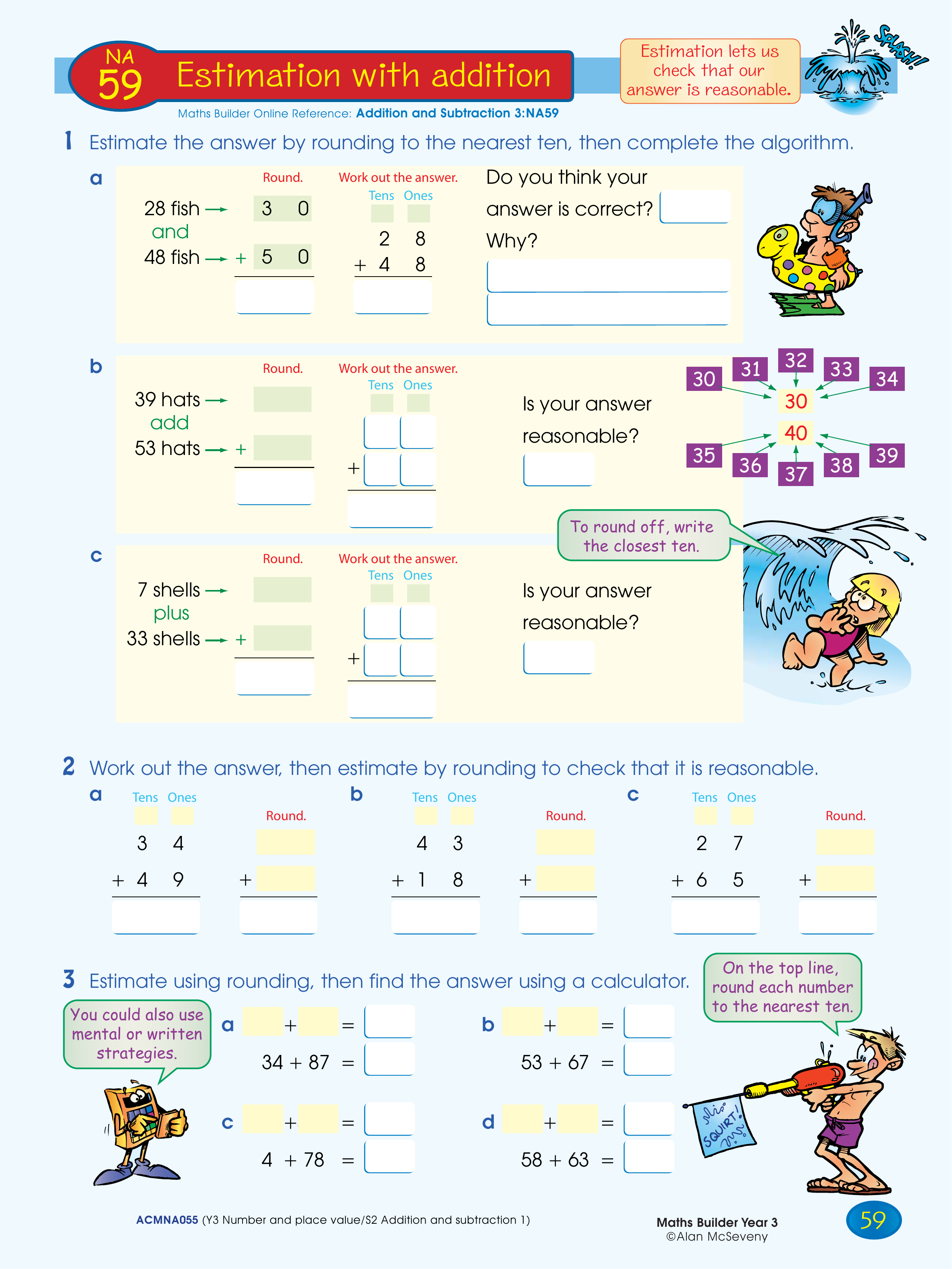 Estimation with addition — worksheet preview