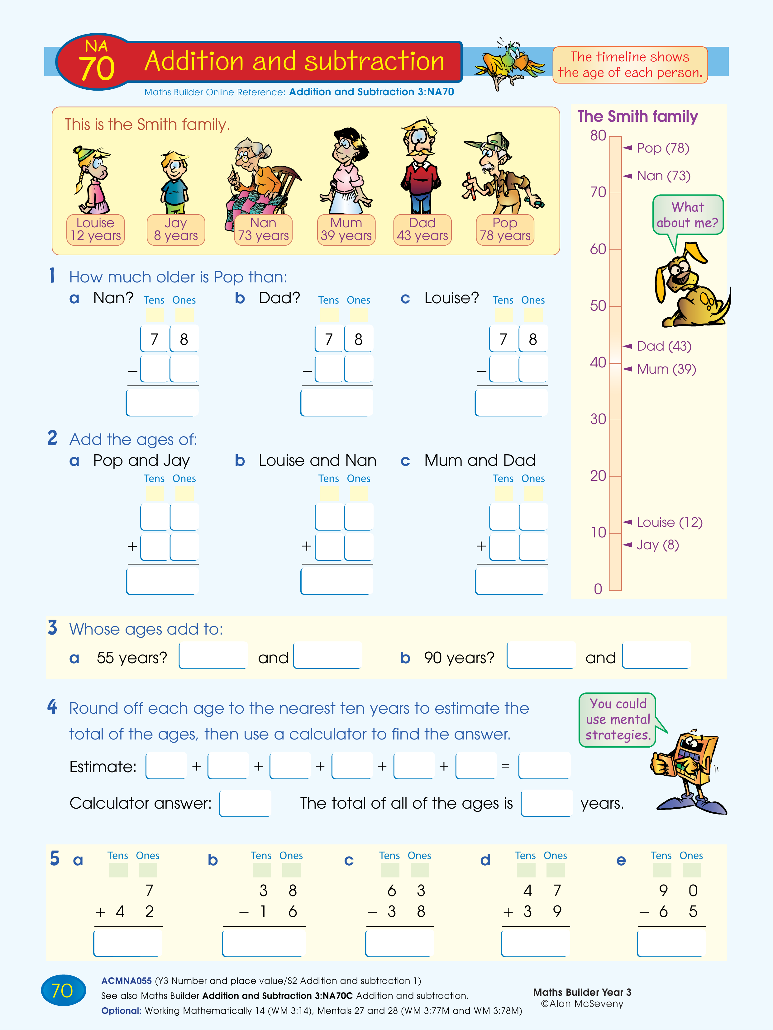 Addition and subtraction — worksheet preview