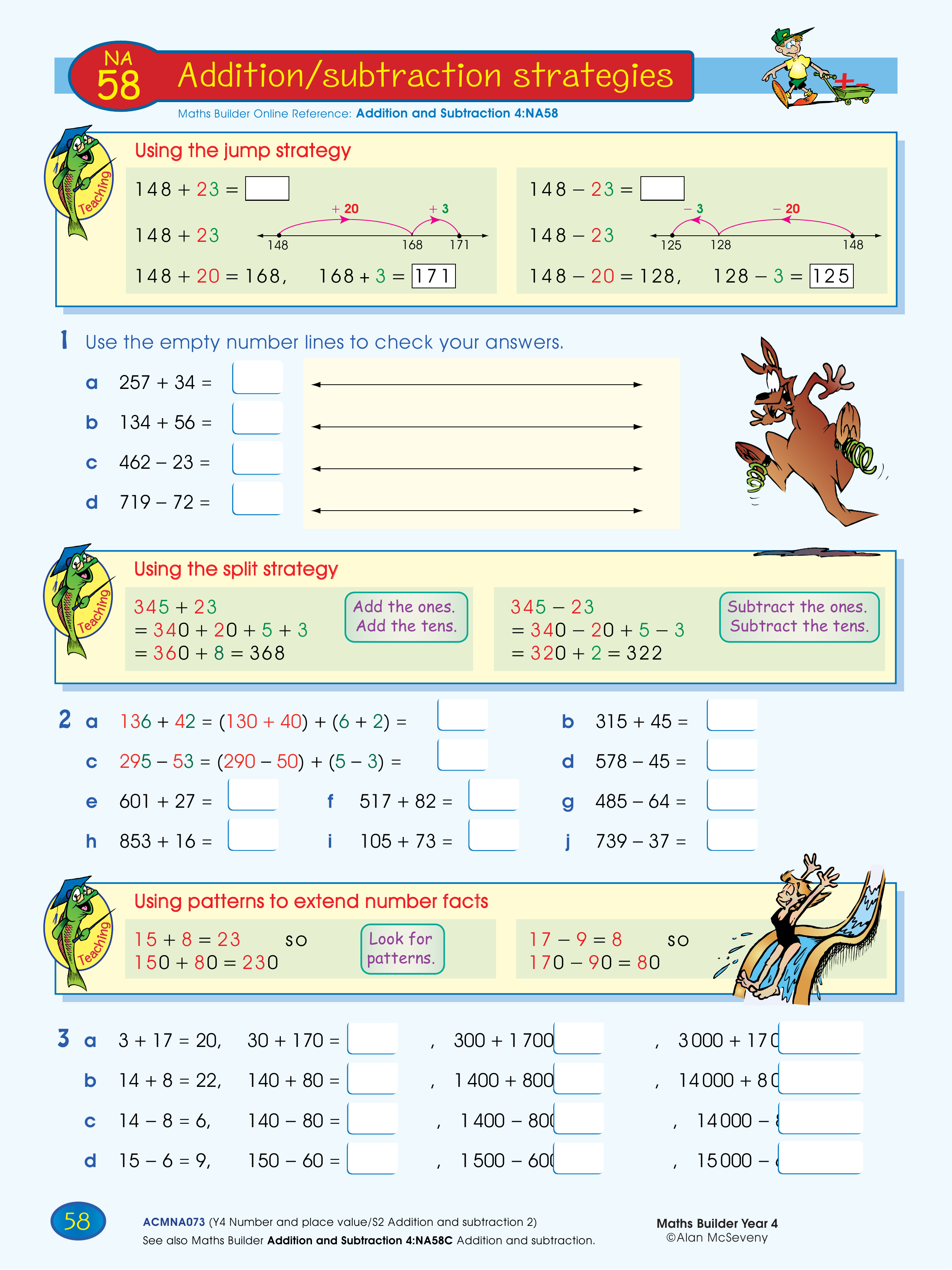 Addition/subtraction strategies — worksheet preview