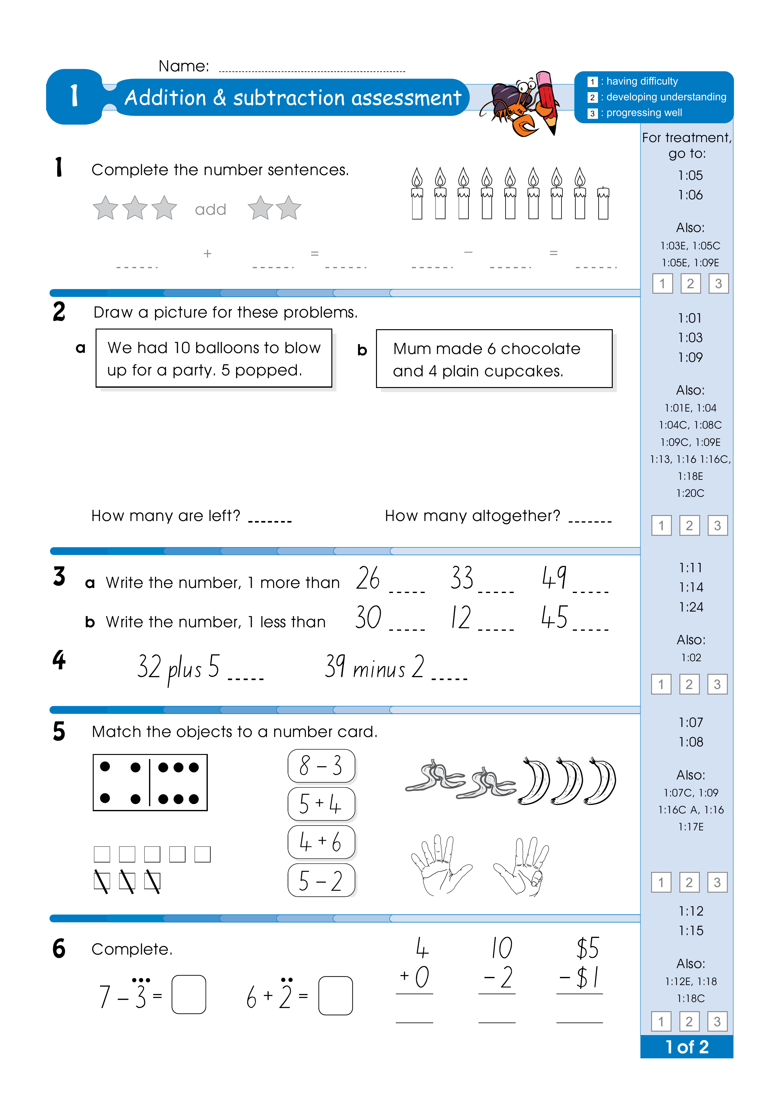 Assessment for the whole of Level 1 — worksheet preview