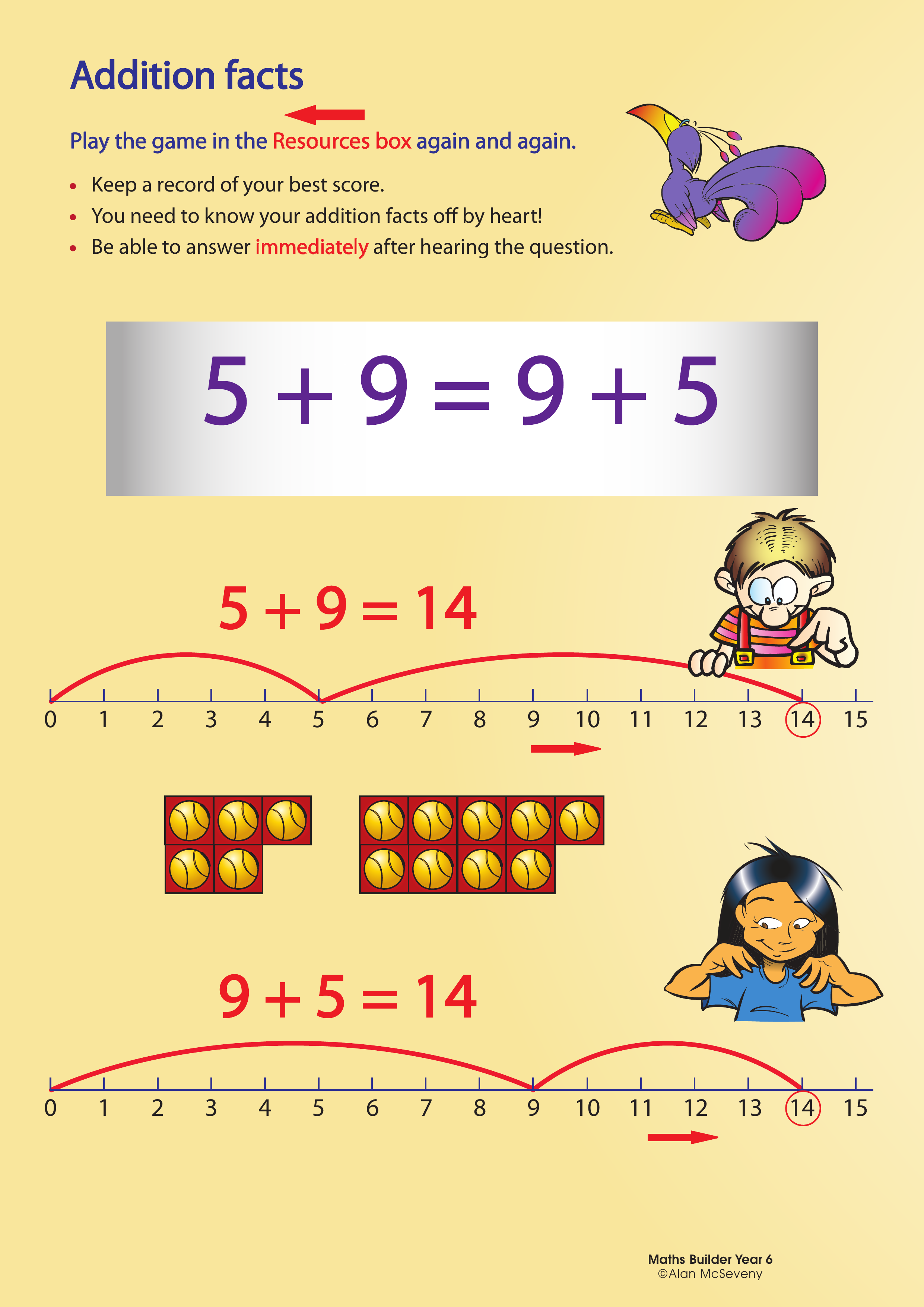 Addition facts to 20 — worksheet preview
