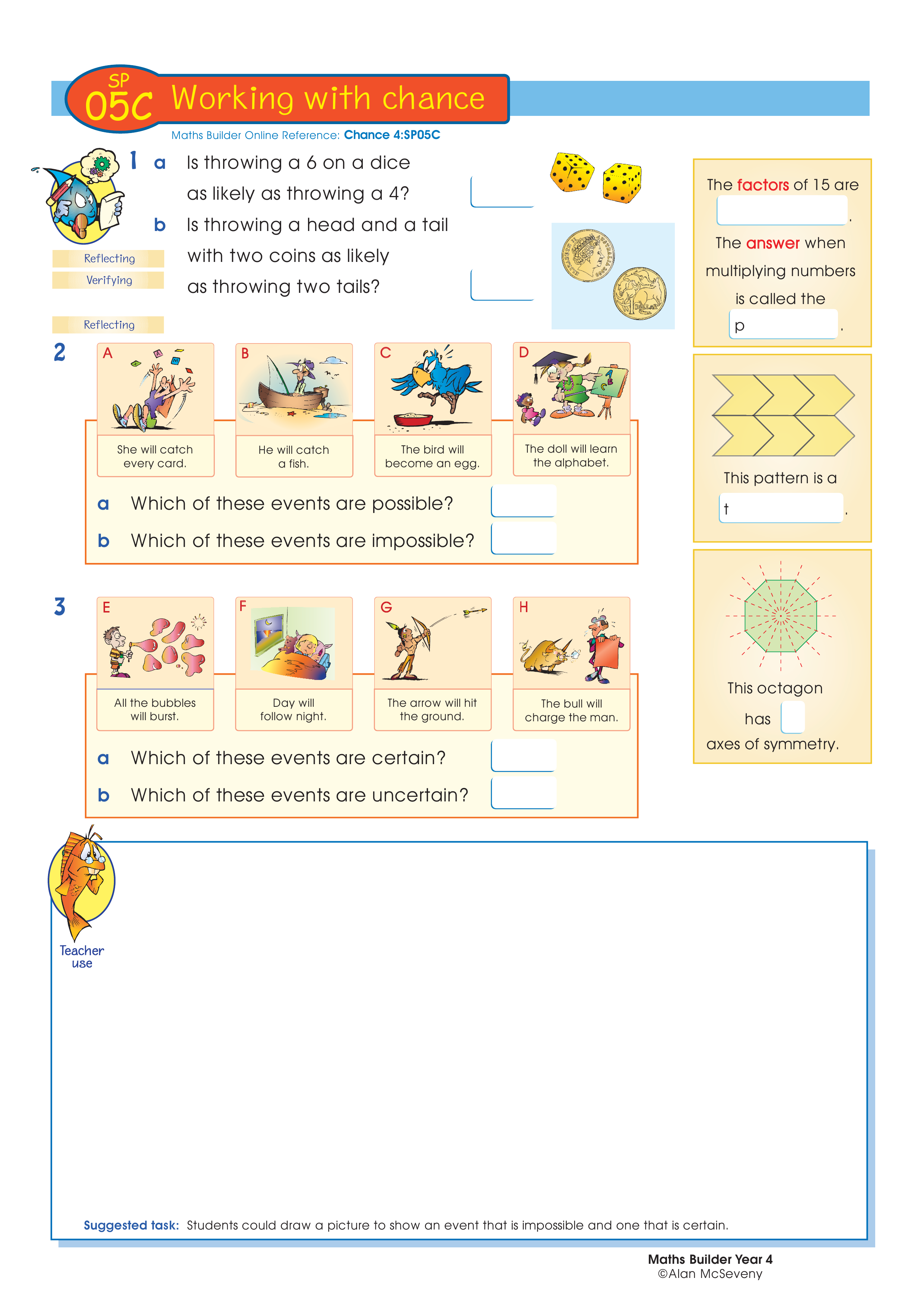 Working with chance — worksheet preview