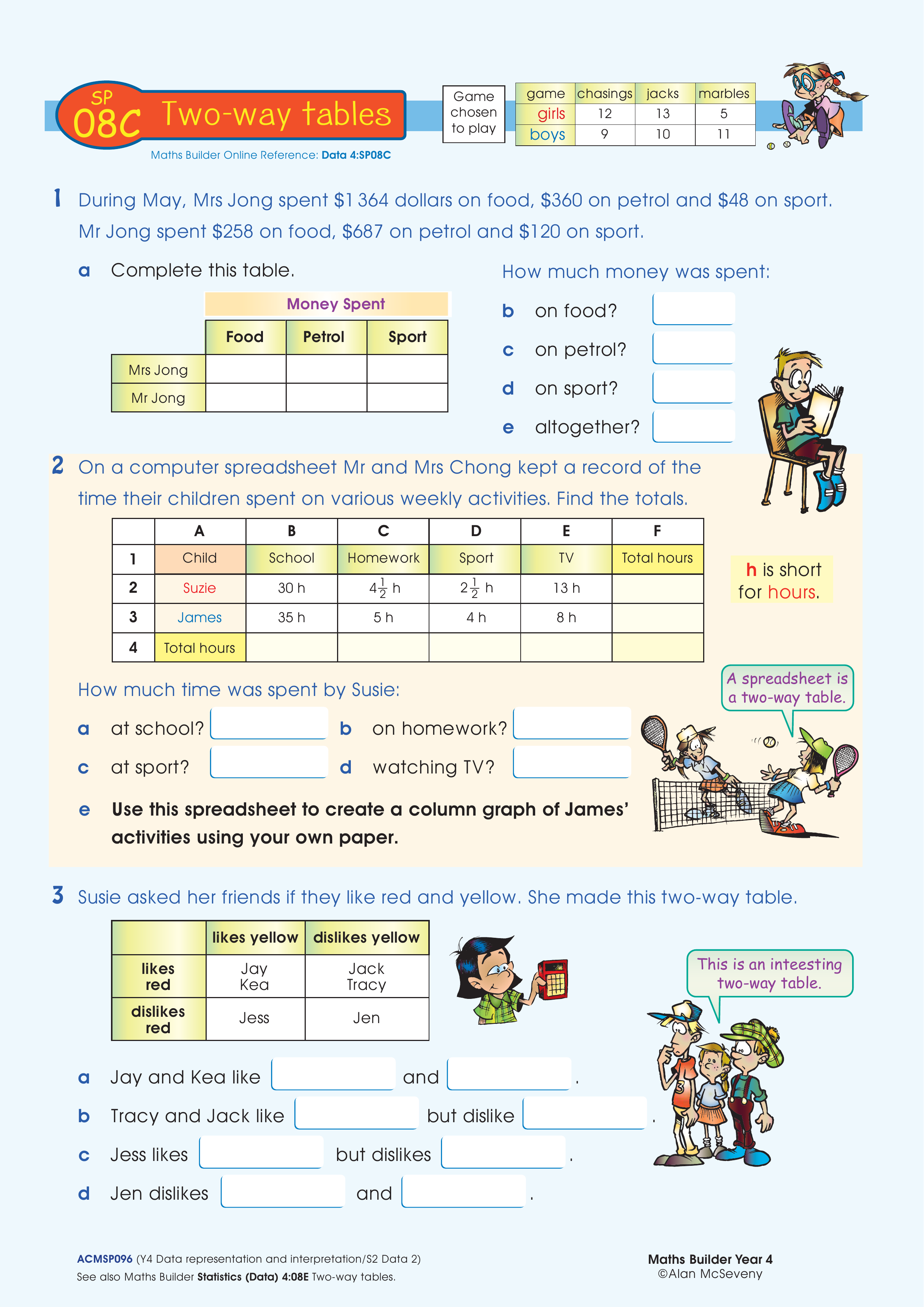 Two-way tables — worksheet preview