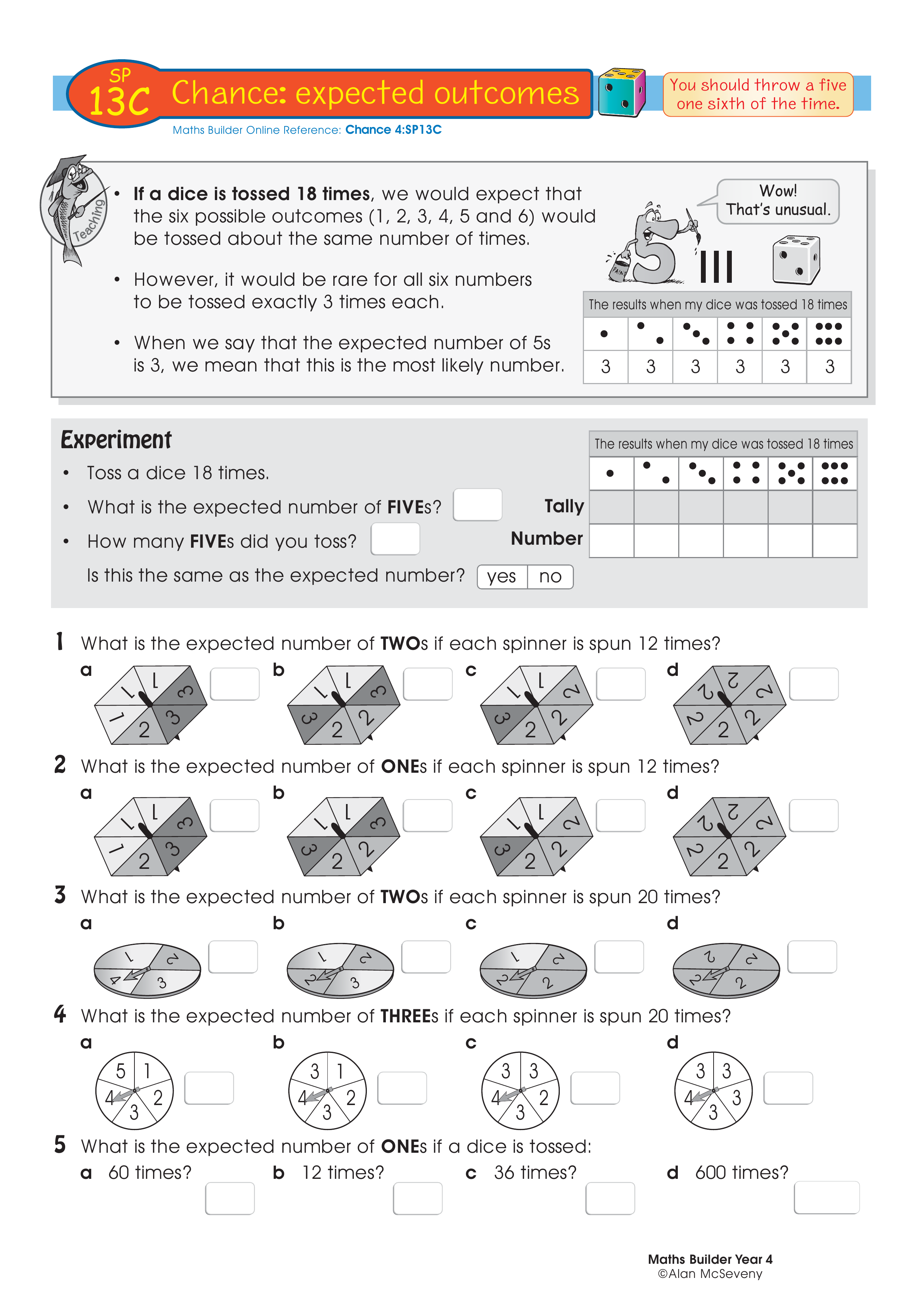 Chance: expected outcomes — worksheet preview