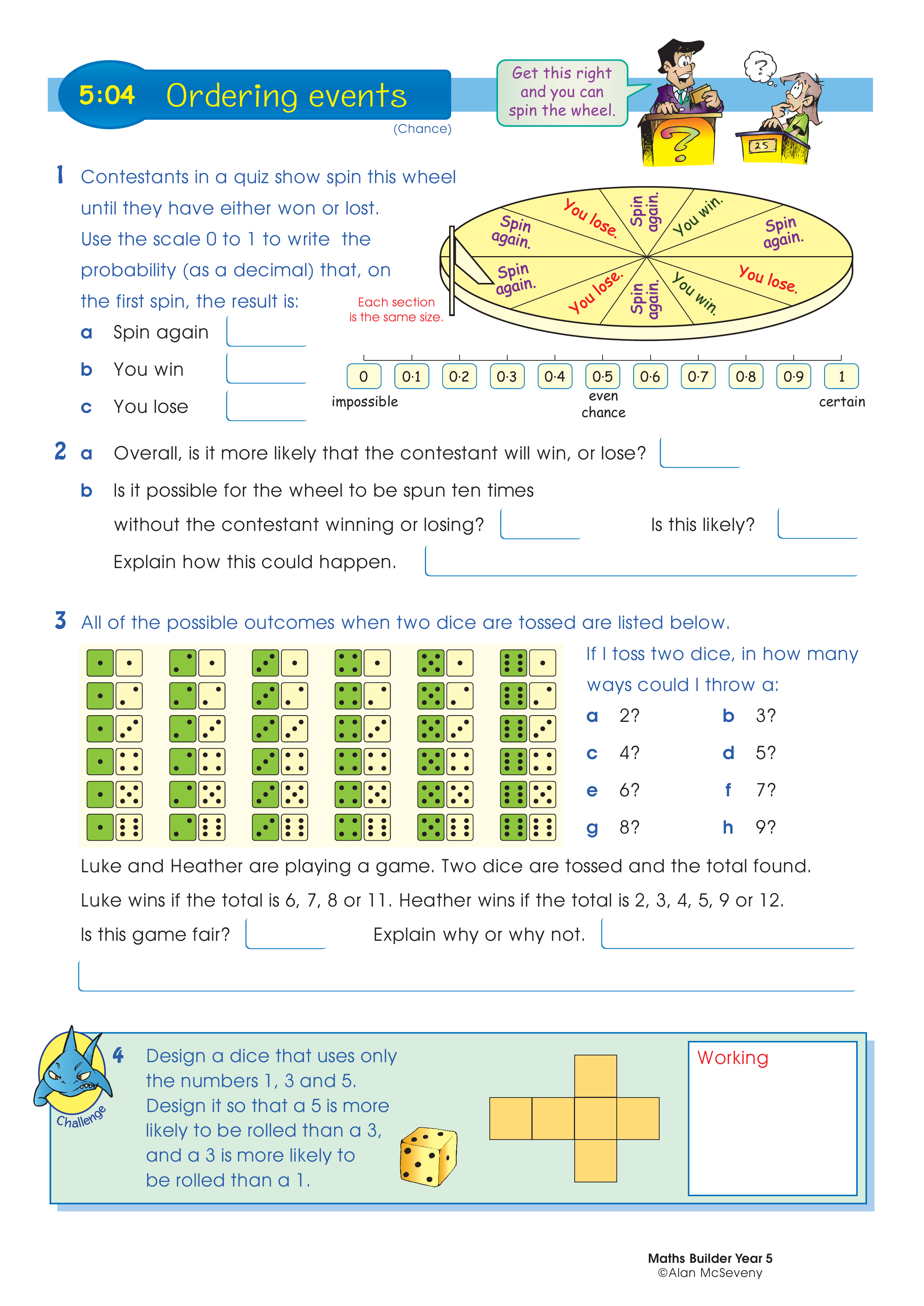 Ordering events — worksheet preview