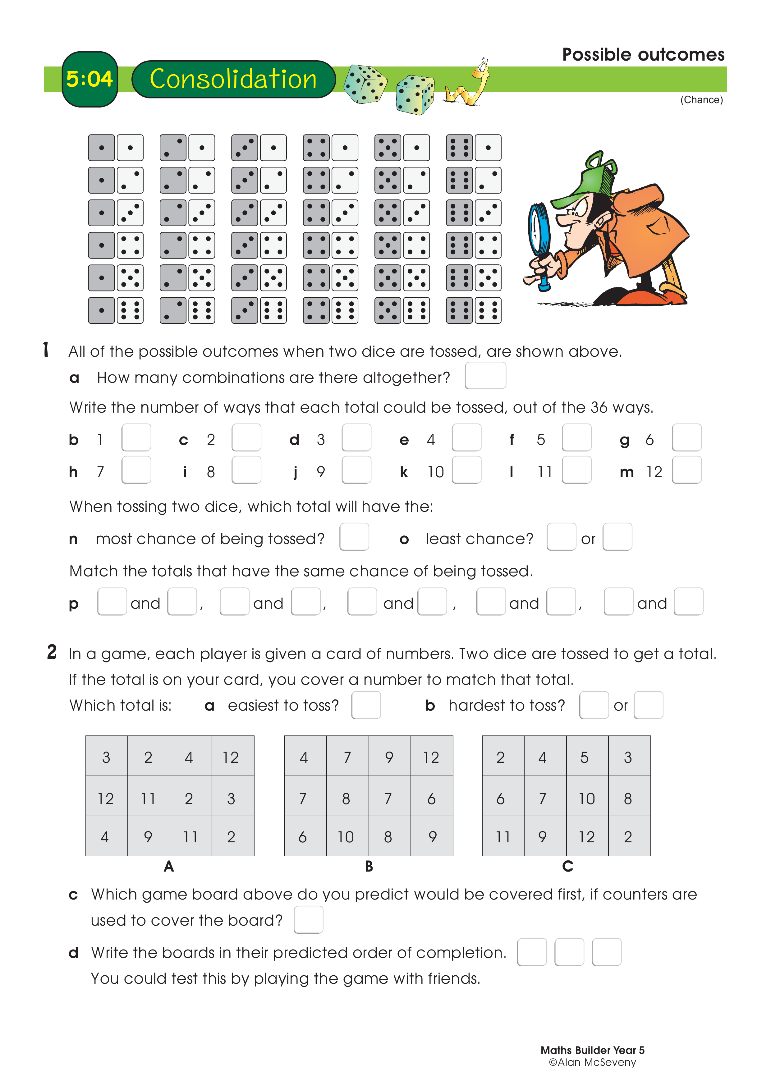 Possible outcomes — worksheet preview