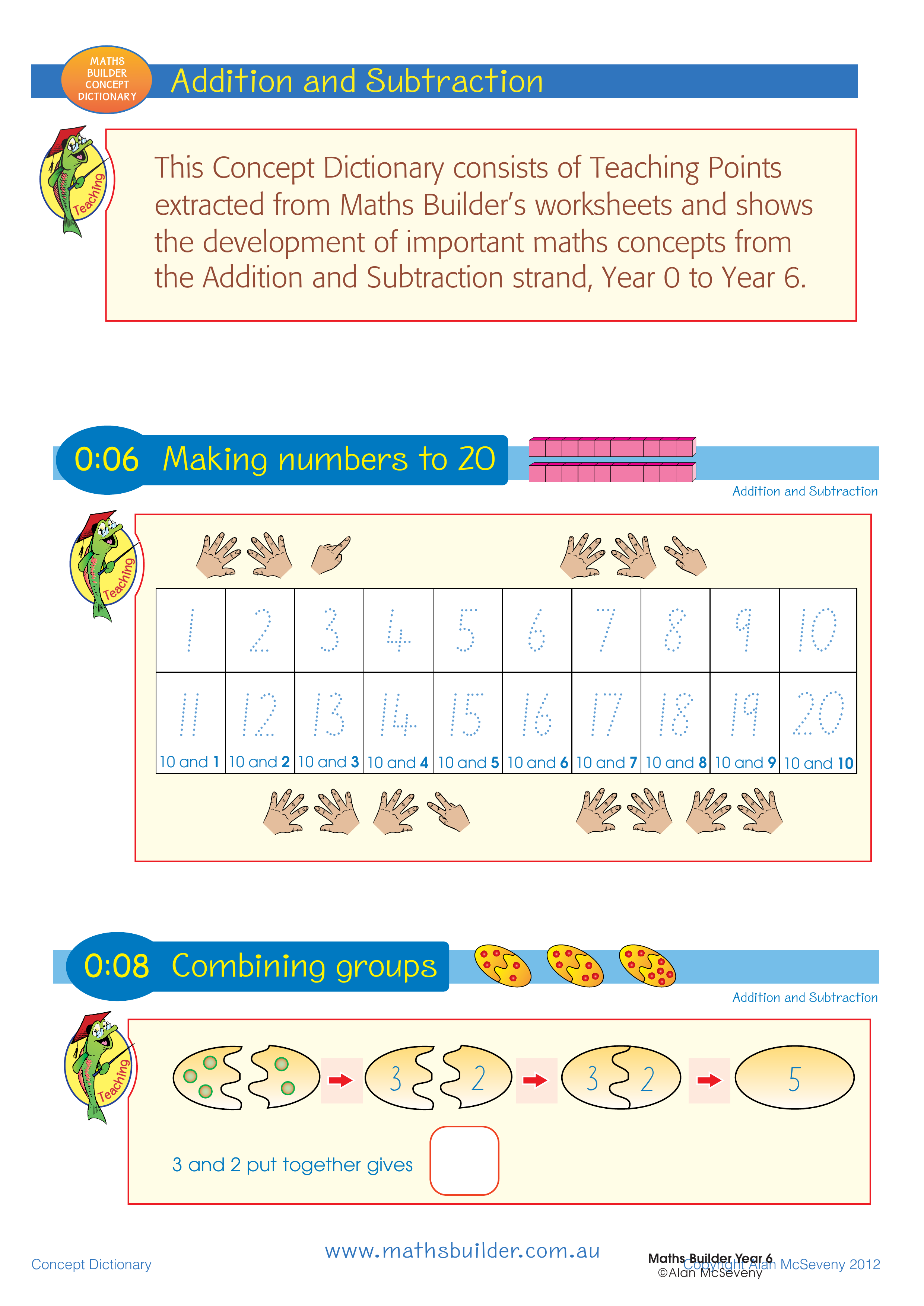 Concept Dictionary - Addition and Subtraction — worksheet preview