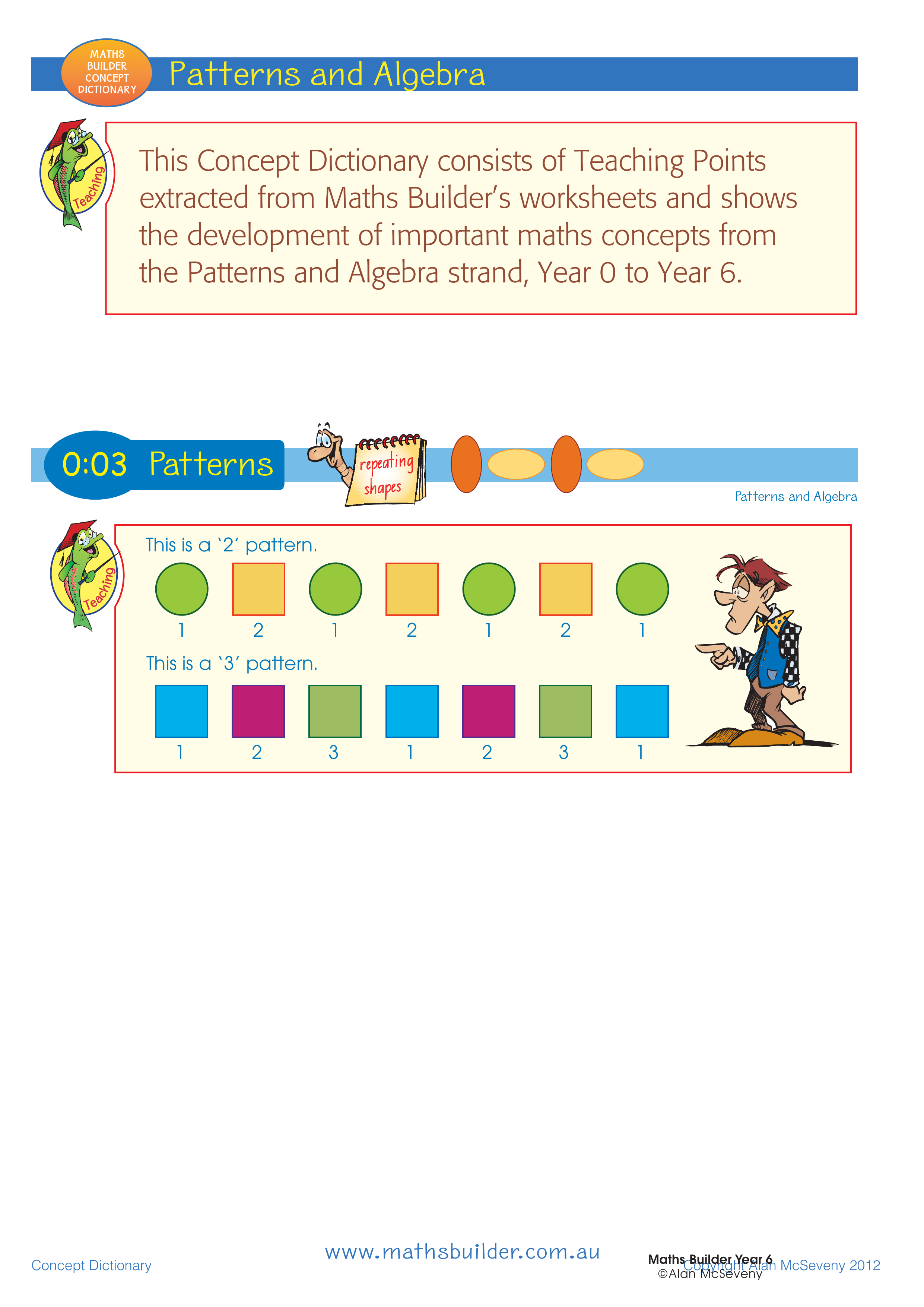 Concept Dictionary - Patterns and Algebra — worksheet preview