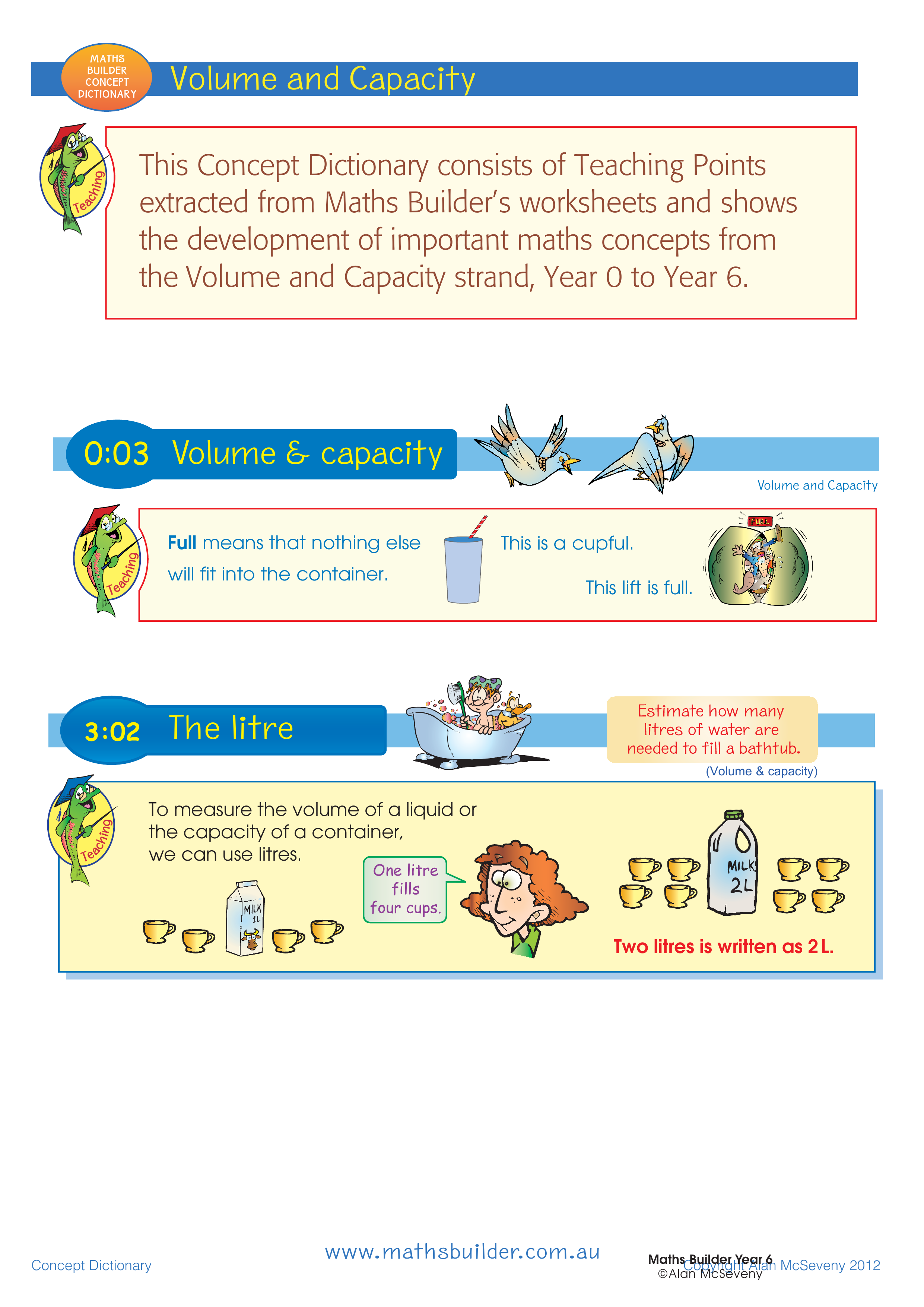 Concept Dictionary - Volume and Capacity — worksheet preview