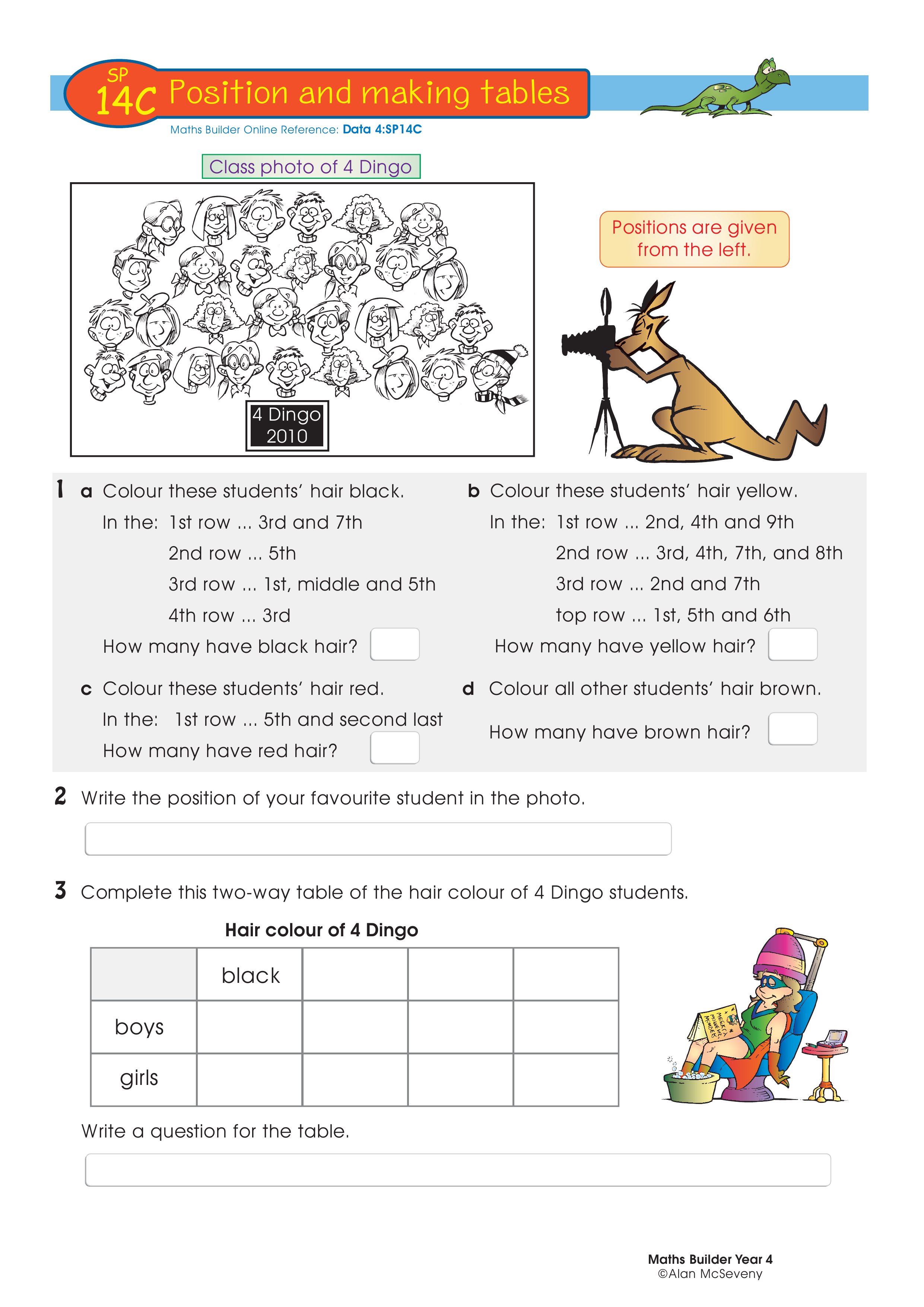 Position and making tables — worksheet preview