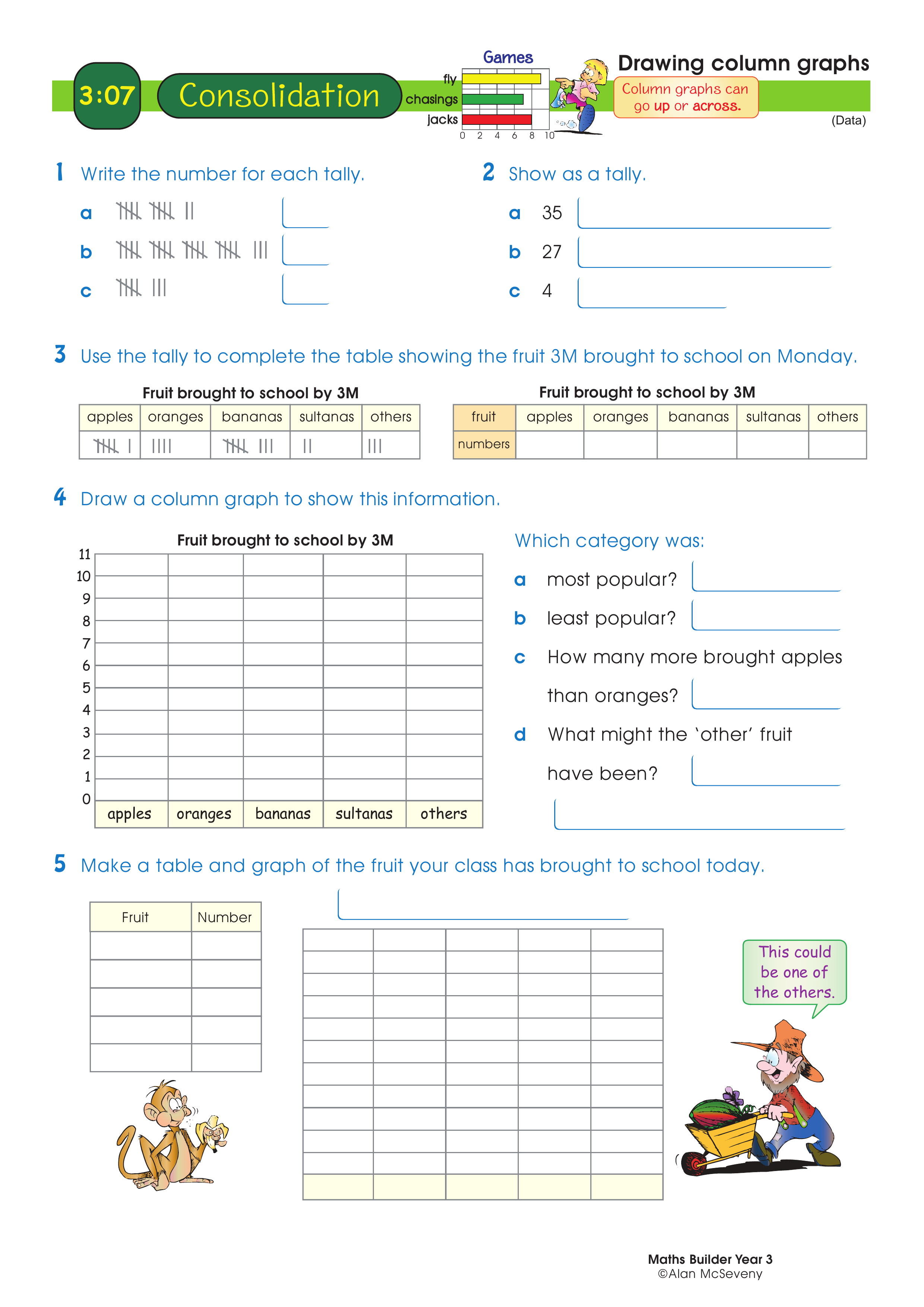 Drawing column graphs — worksheet preview