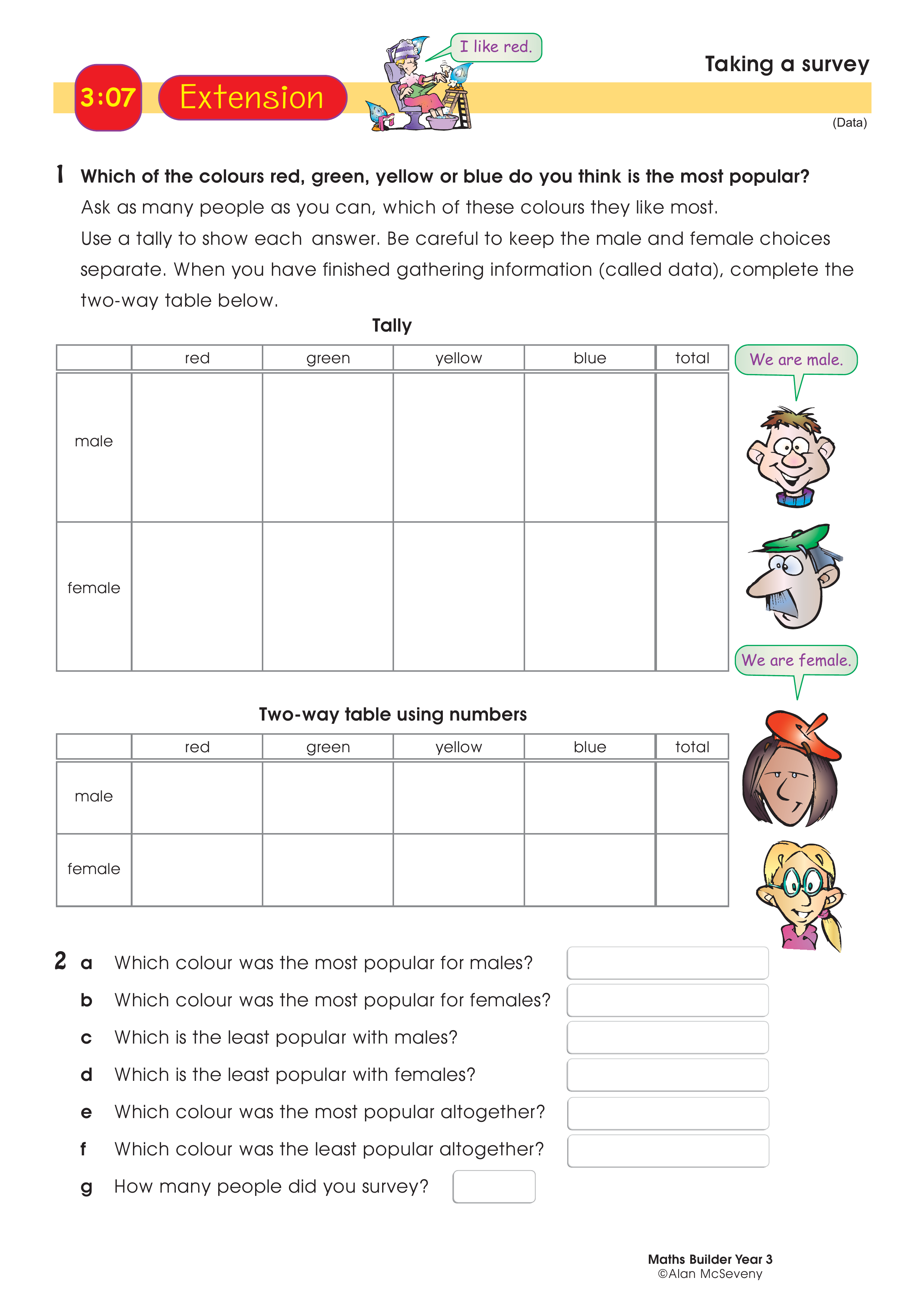Taking a survey — worksheet preview