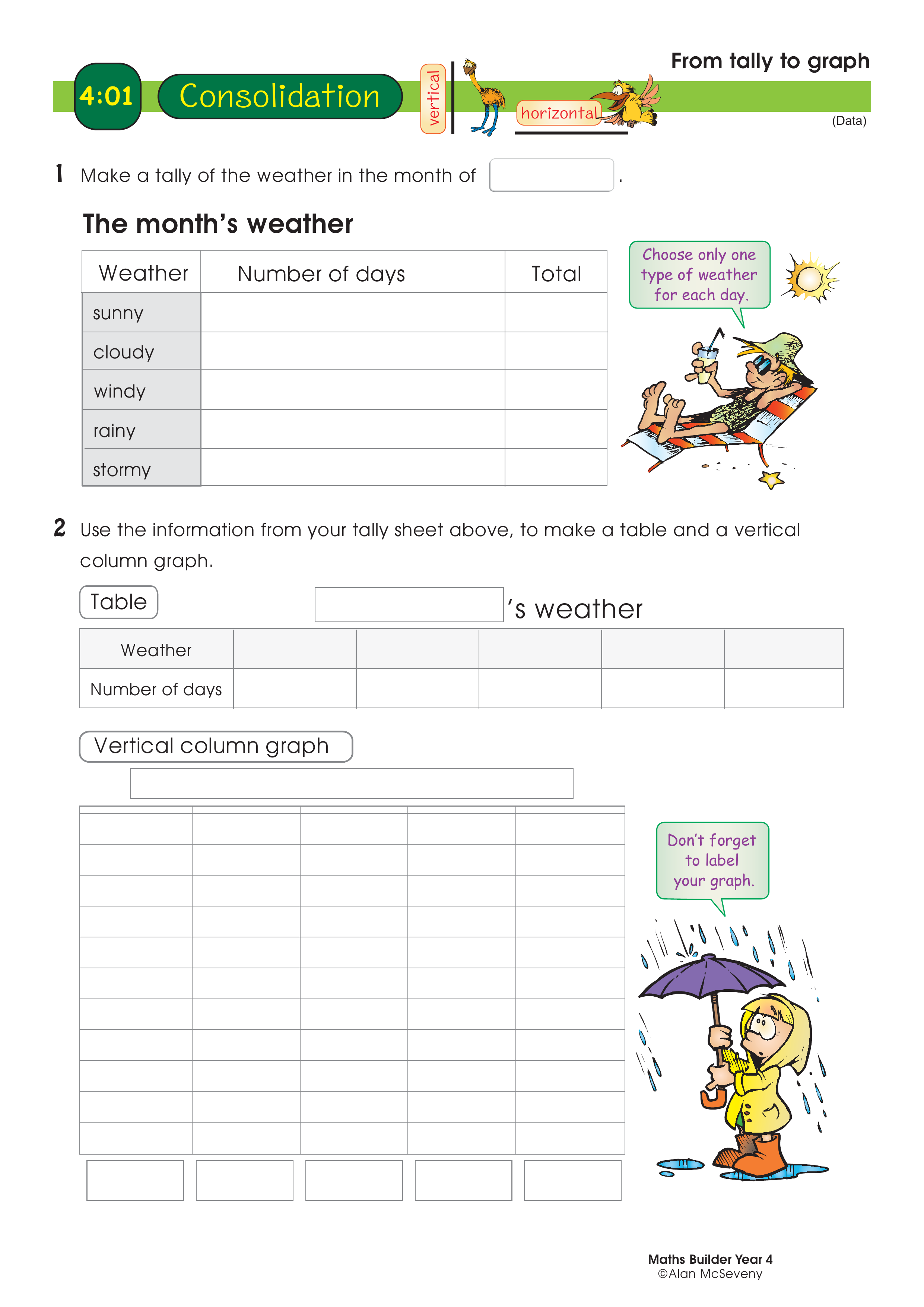 From tally to graph — worksheet preview