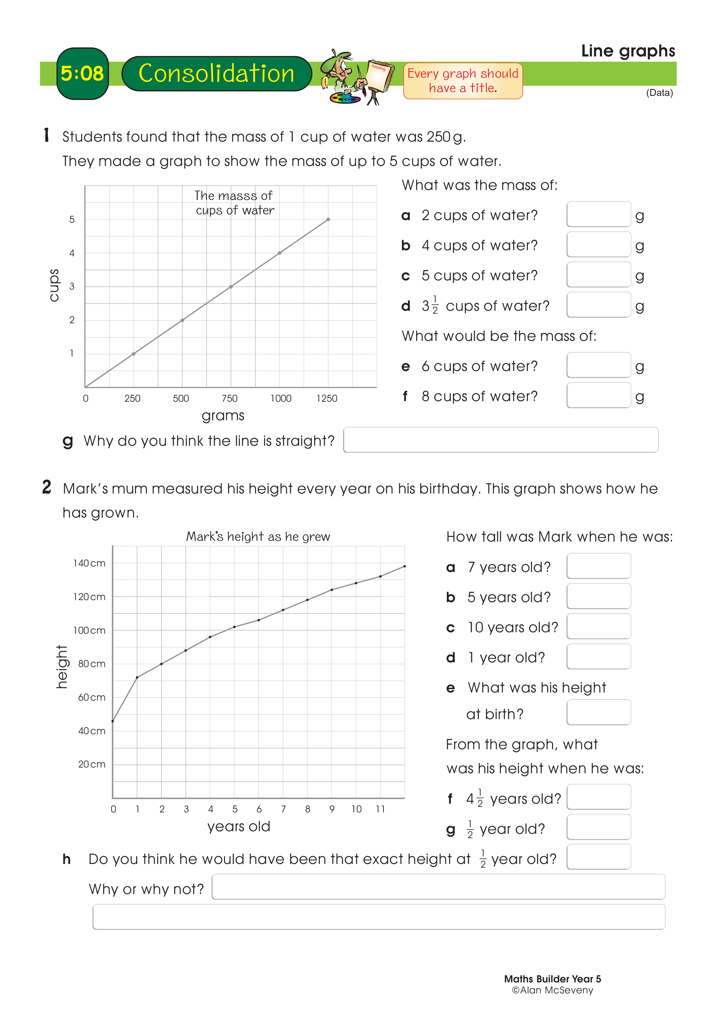Line graphs — worksheet preview