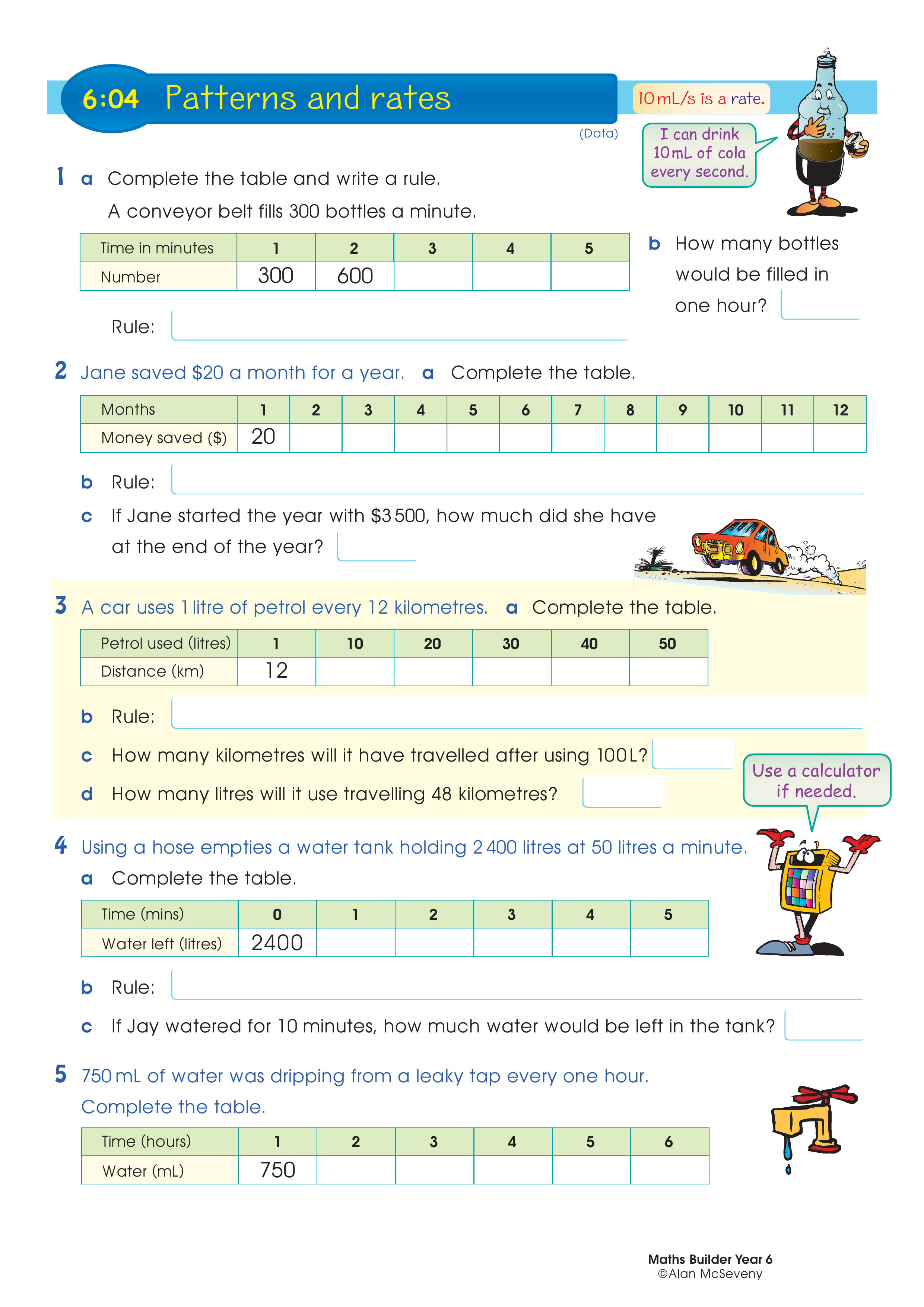 Patterns and rates — worksheet preview
