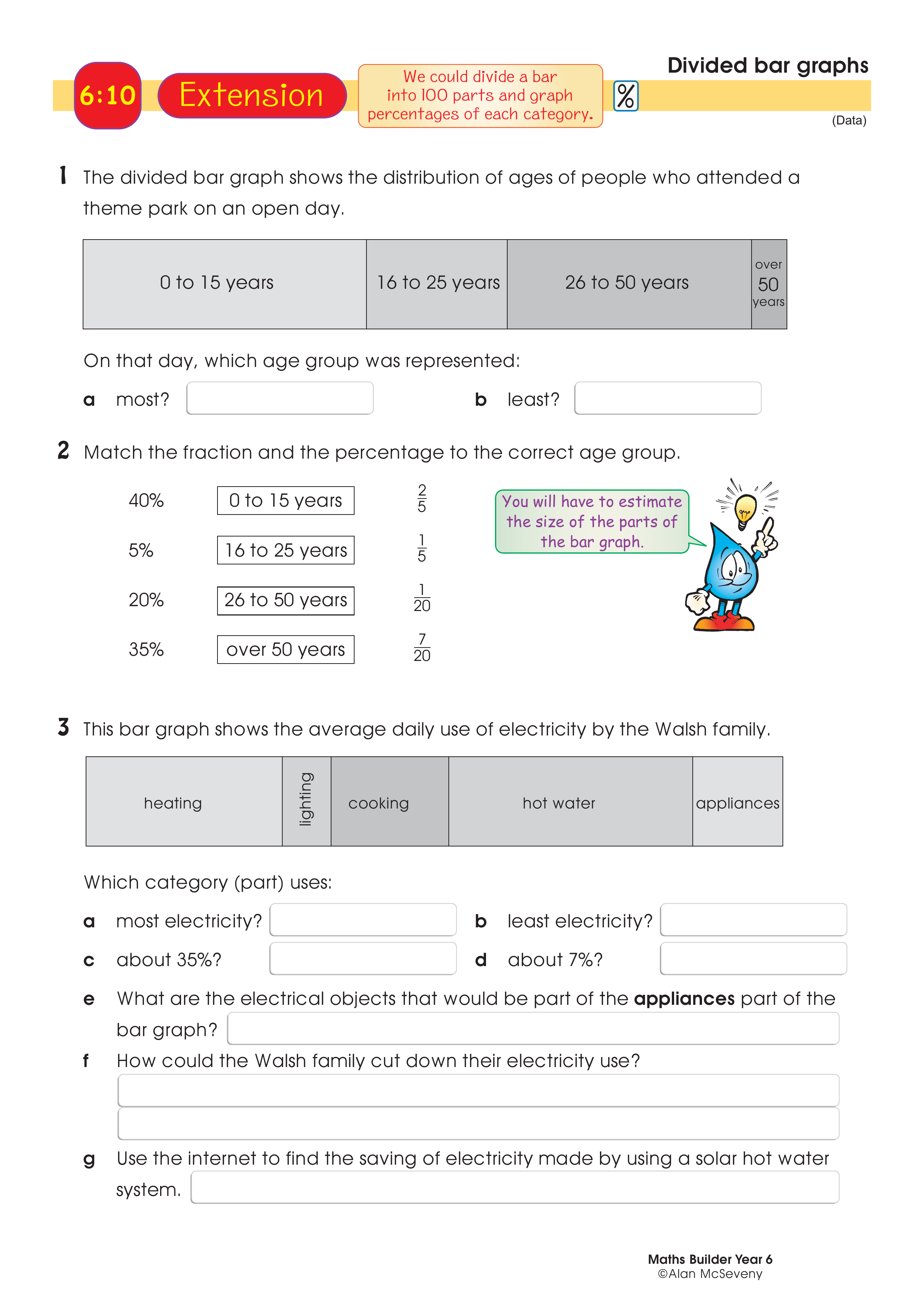 Divided bar graphs — worksheet preview