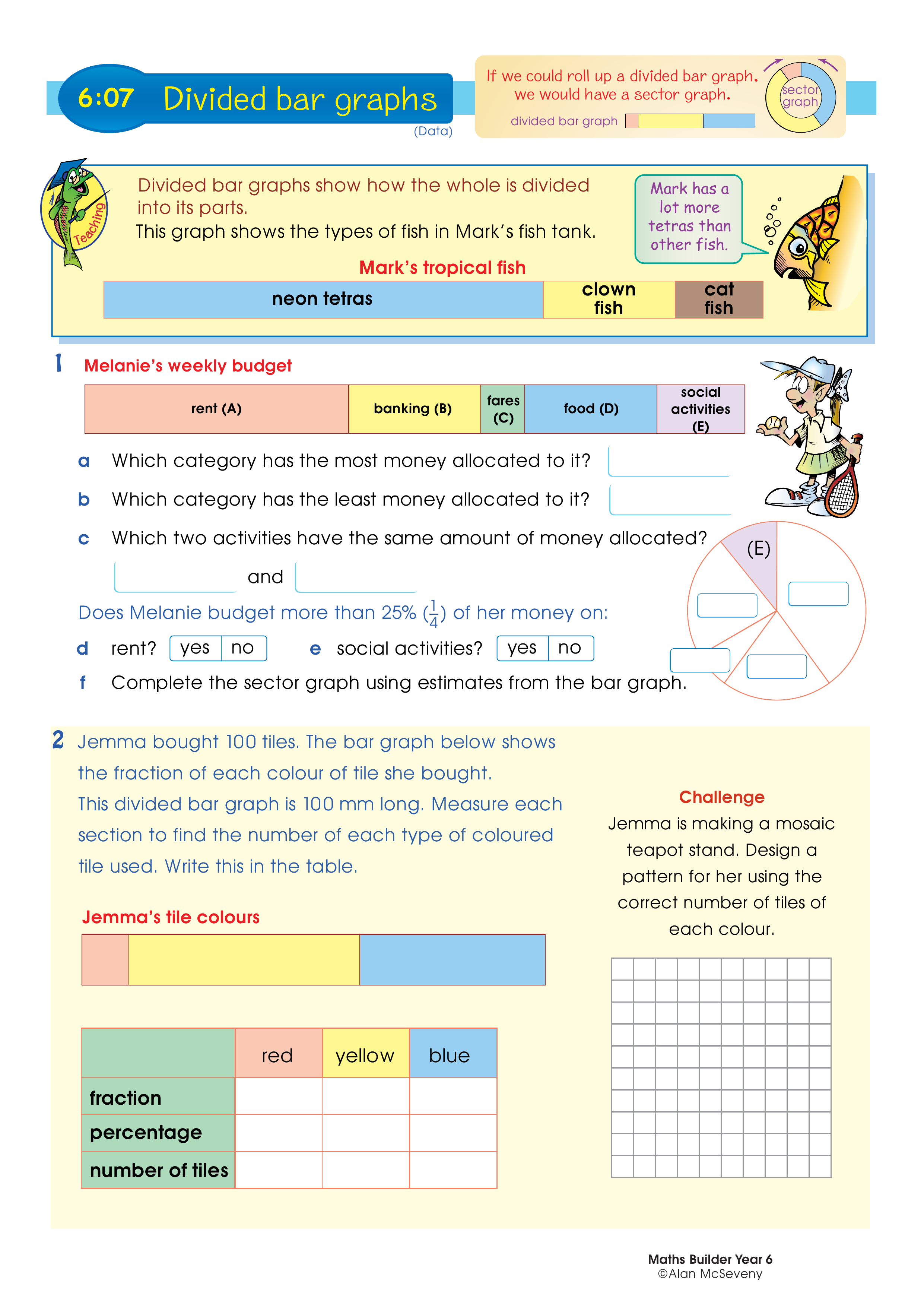 Divided bar graphs — worksheet preview