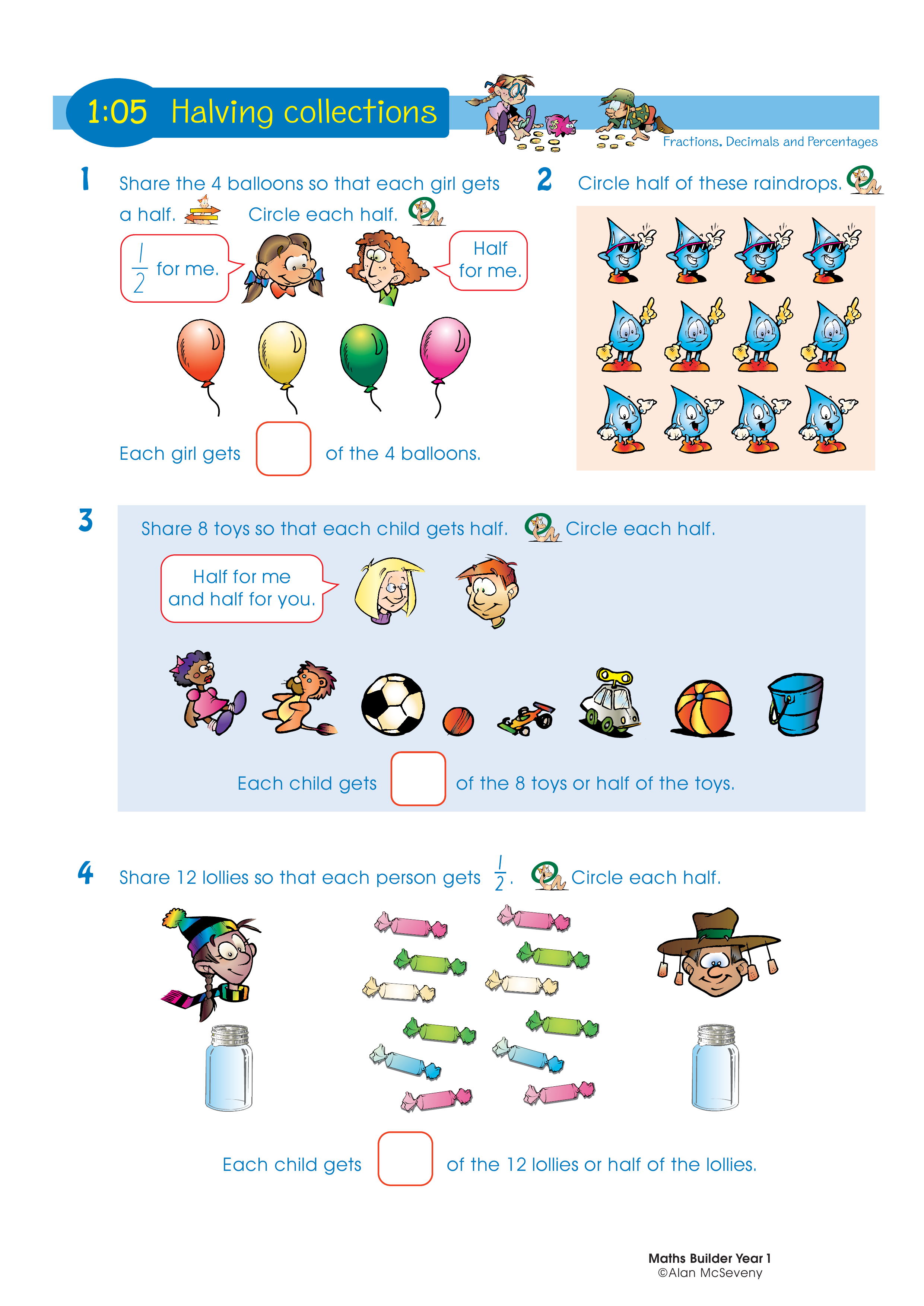 Halving collections — worksheet preview