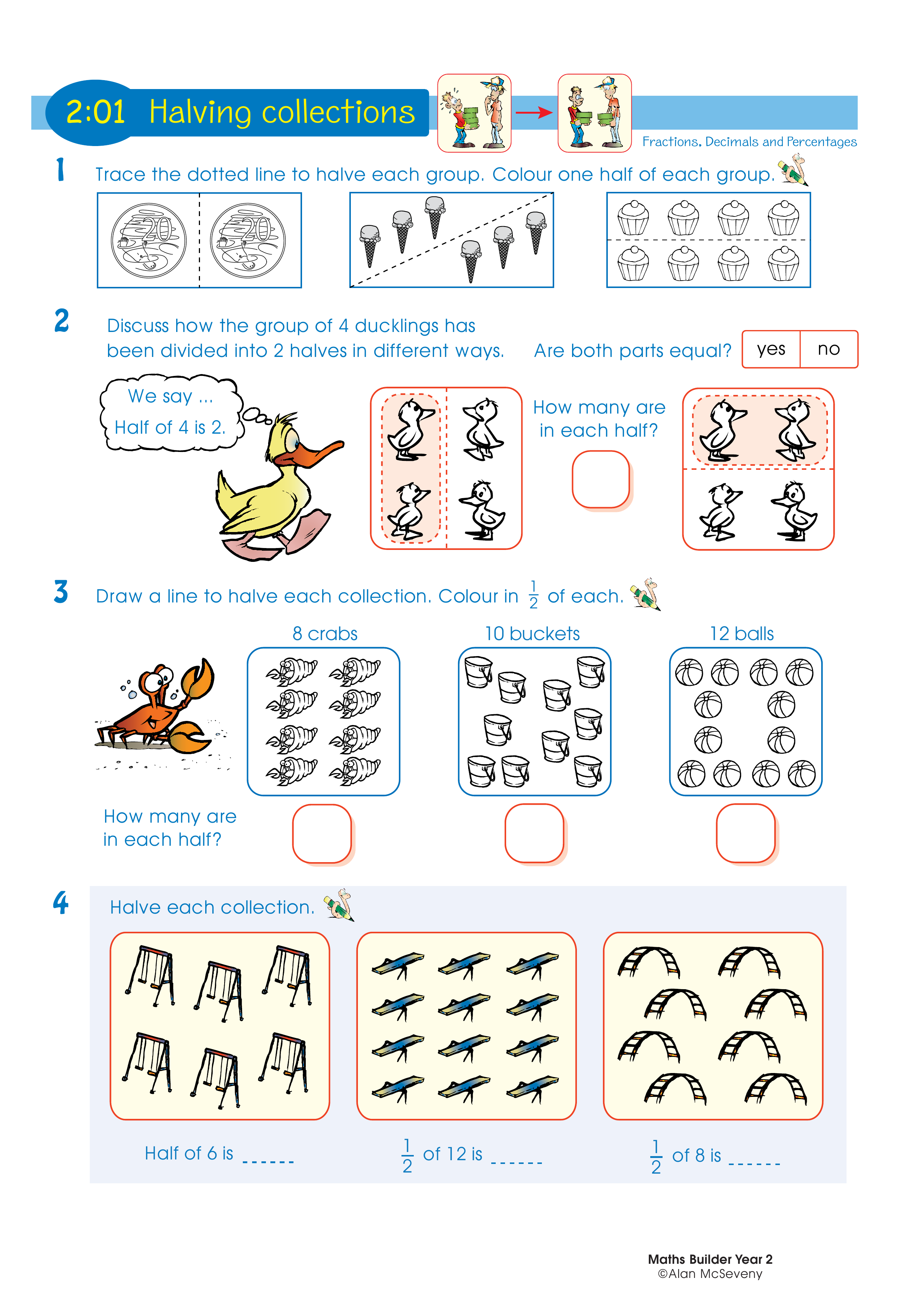 Halving collections — worksheet preview