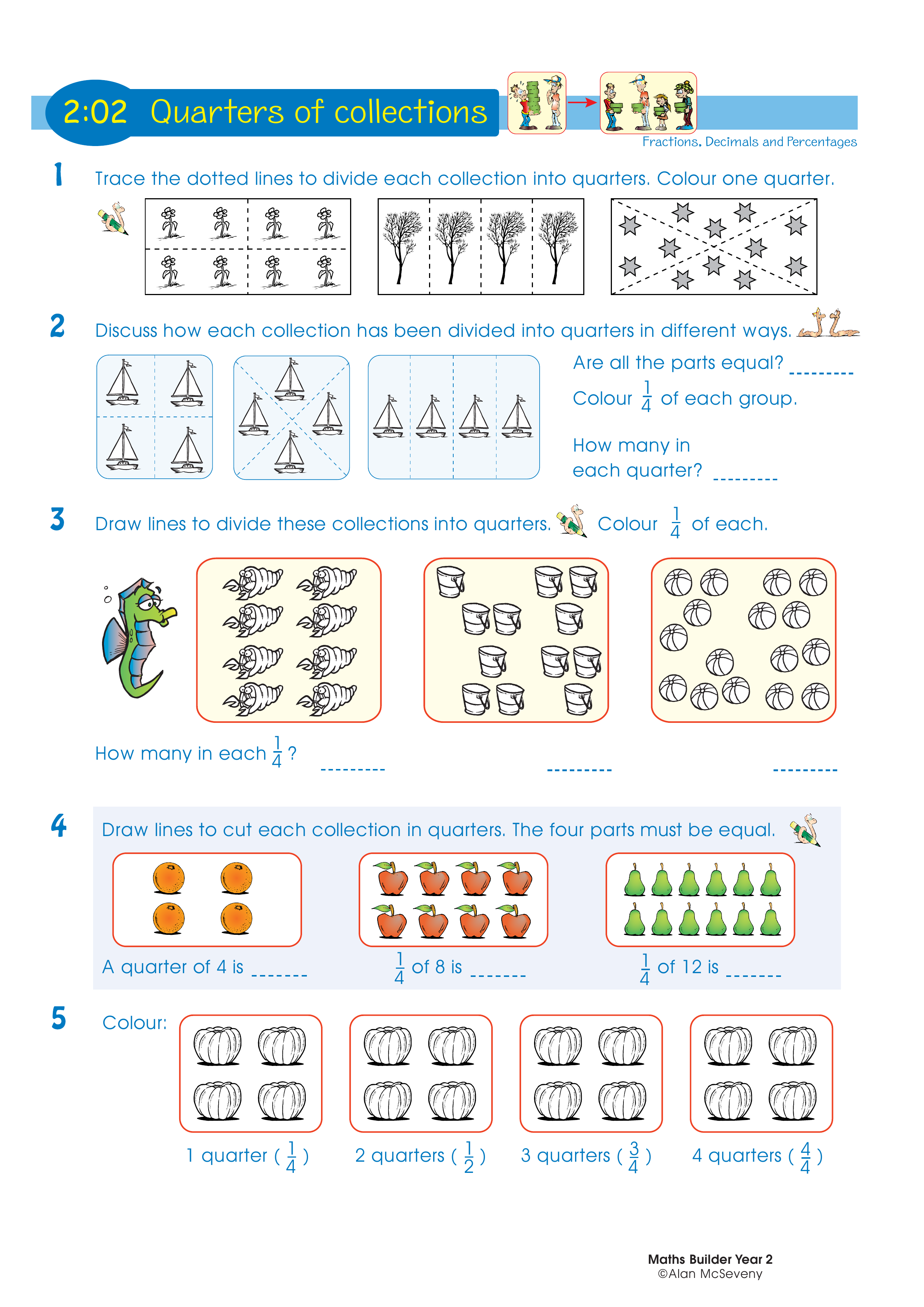 Quarters of collections — worksheet preview