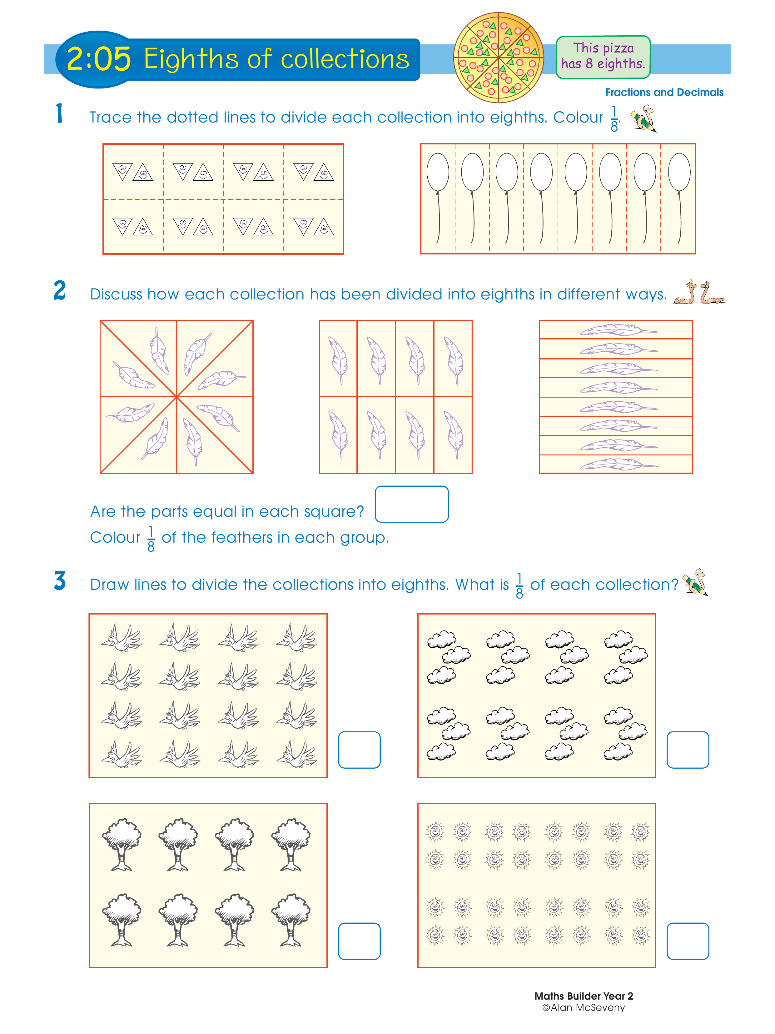 Eighths of collections — worksheet preview