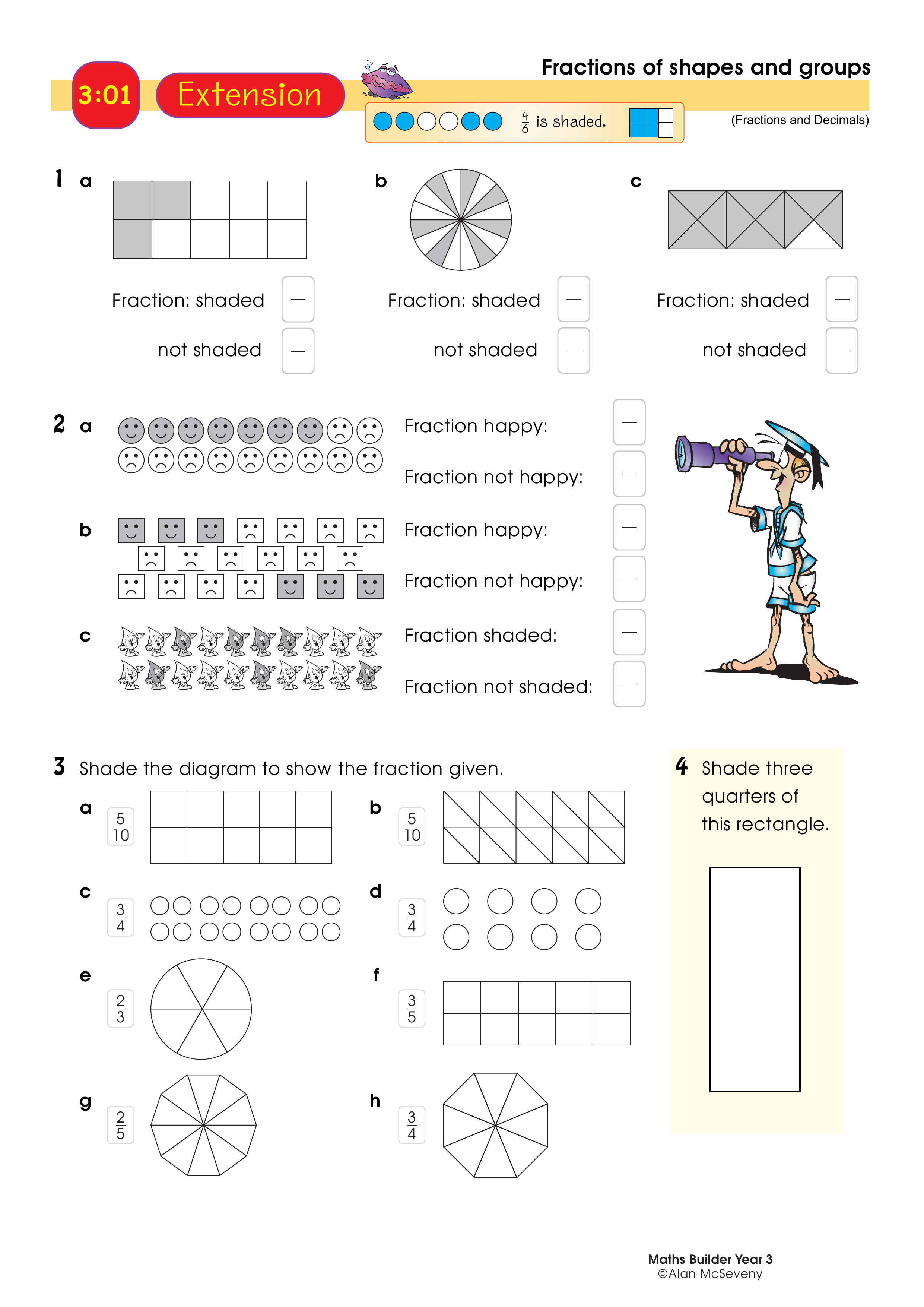 Fractions of shapes and groups — worksheet preview