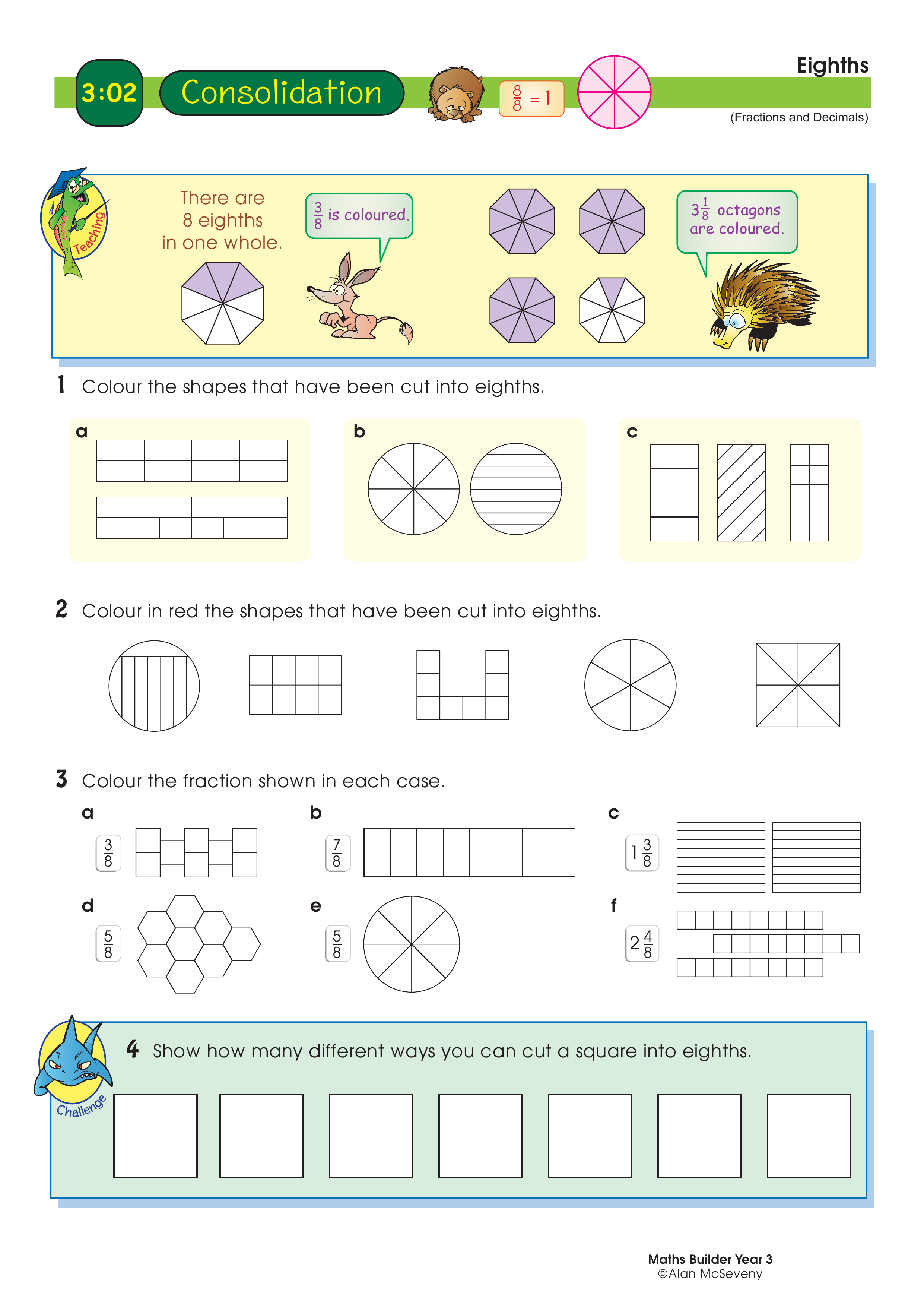 Eighths — worksheet preview