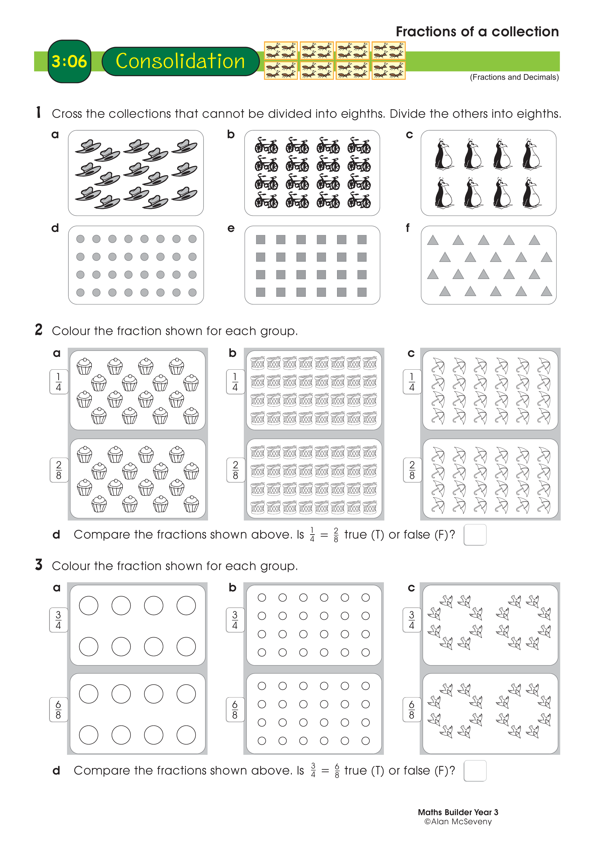 Fractions of a collection — worksheet preview