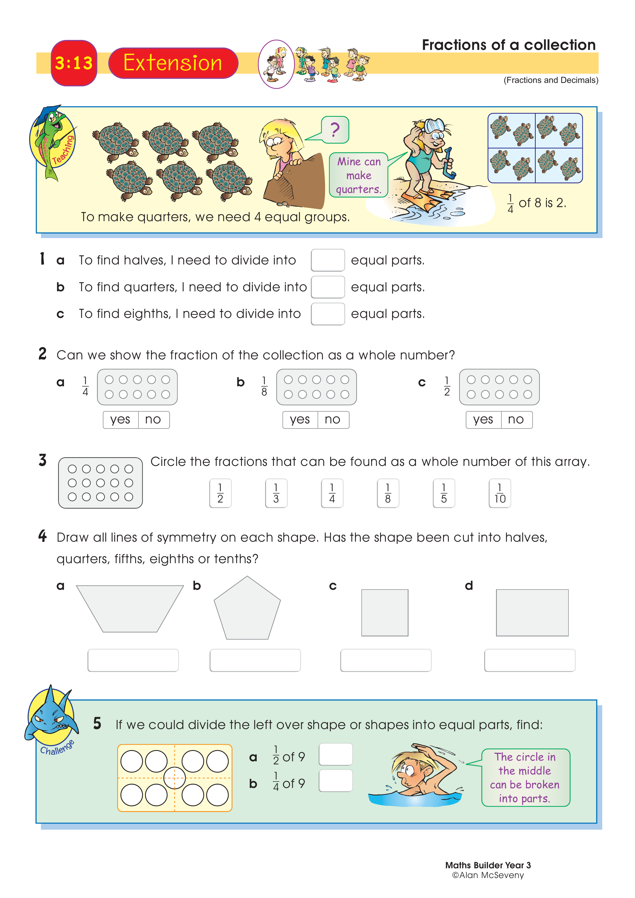 Fractions of a collection — worksheet preview