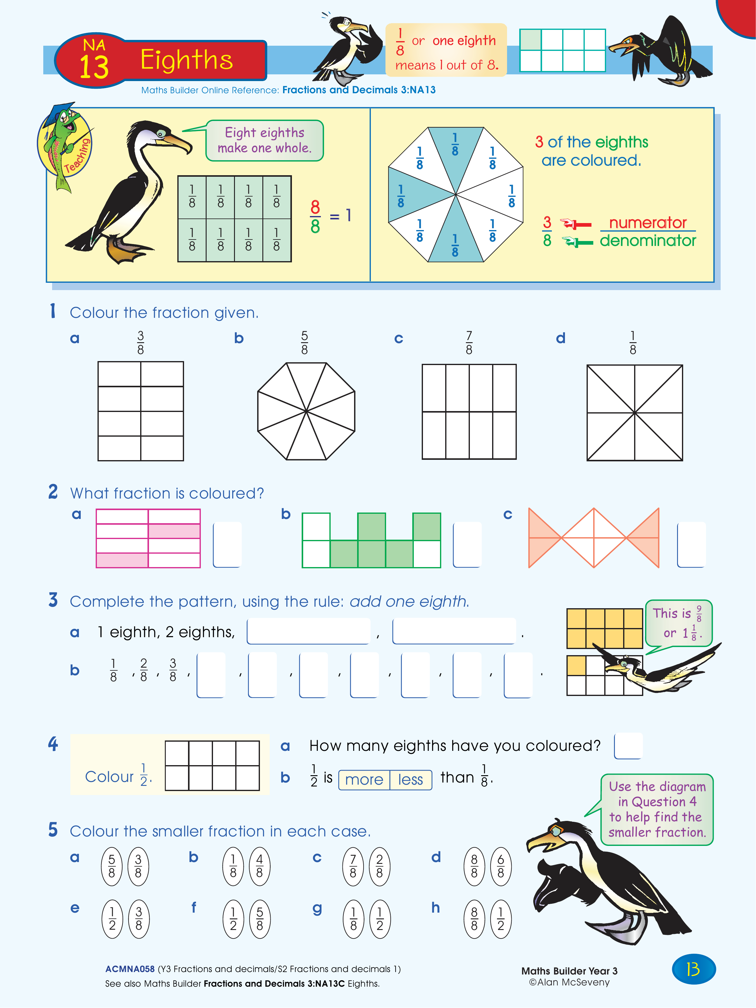 Eighths — worksheet preview