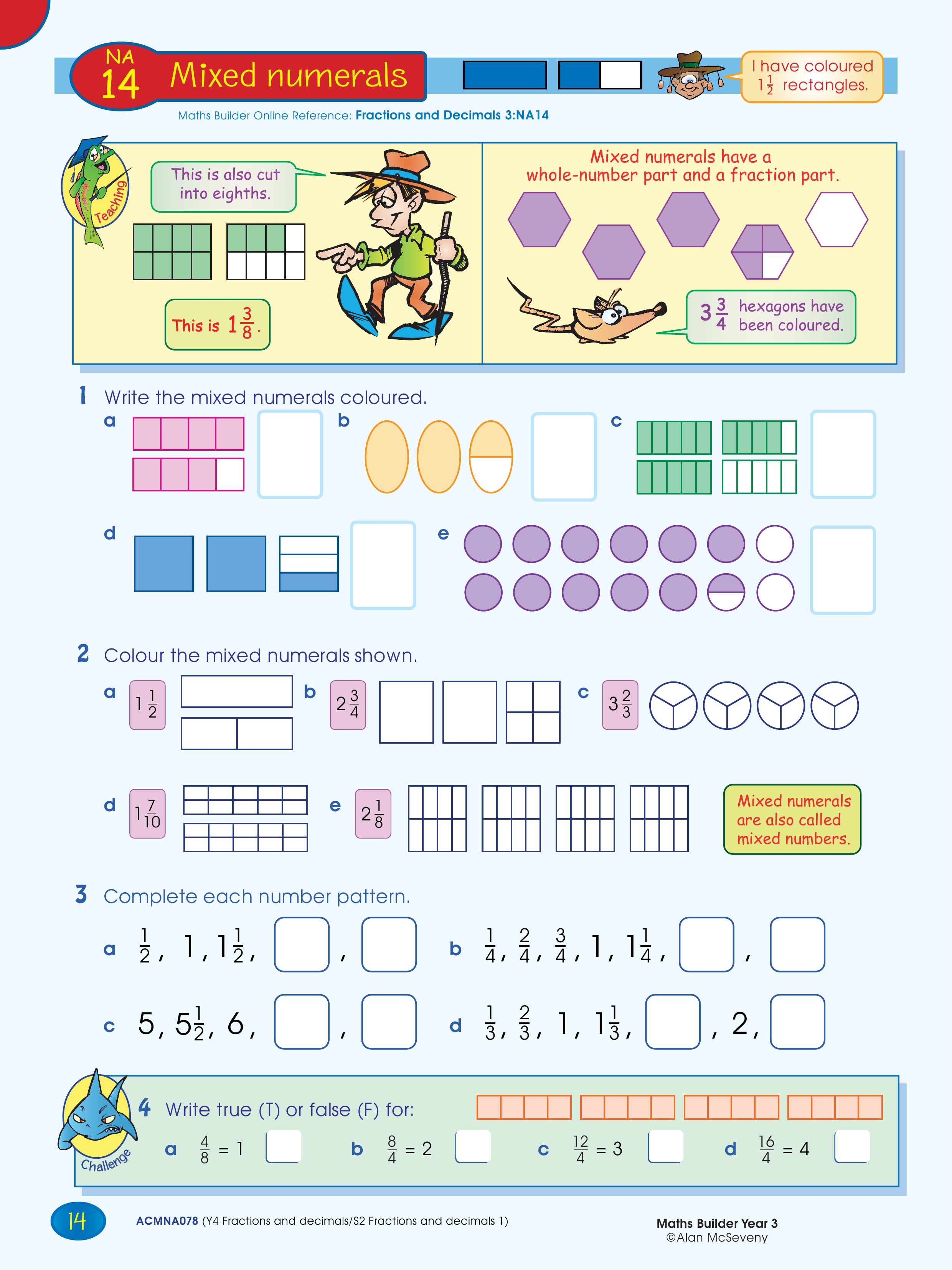 Mixed numerals — worksheet preview