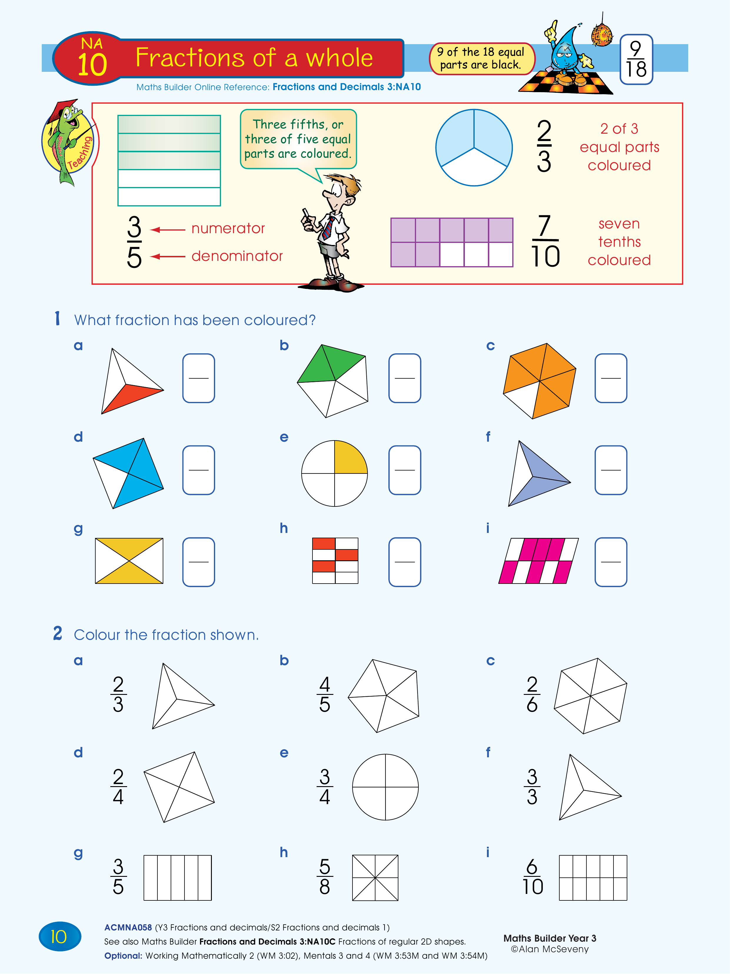 Fractions of a whole — worksheet preview