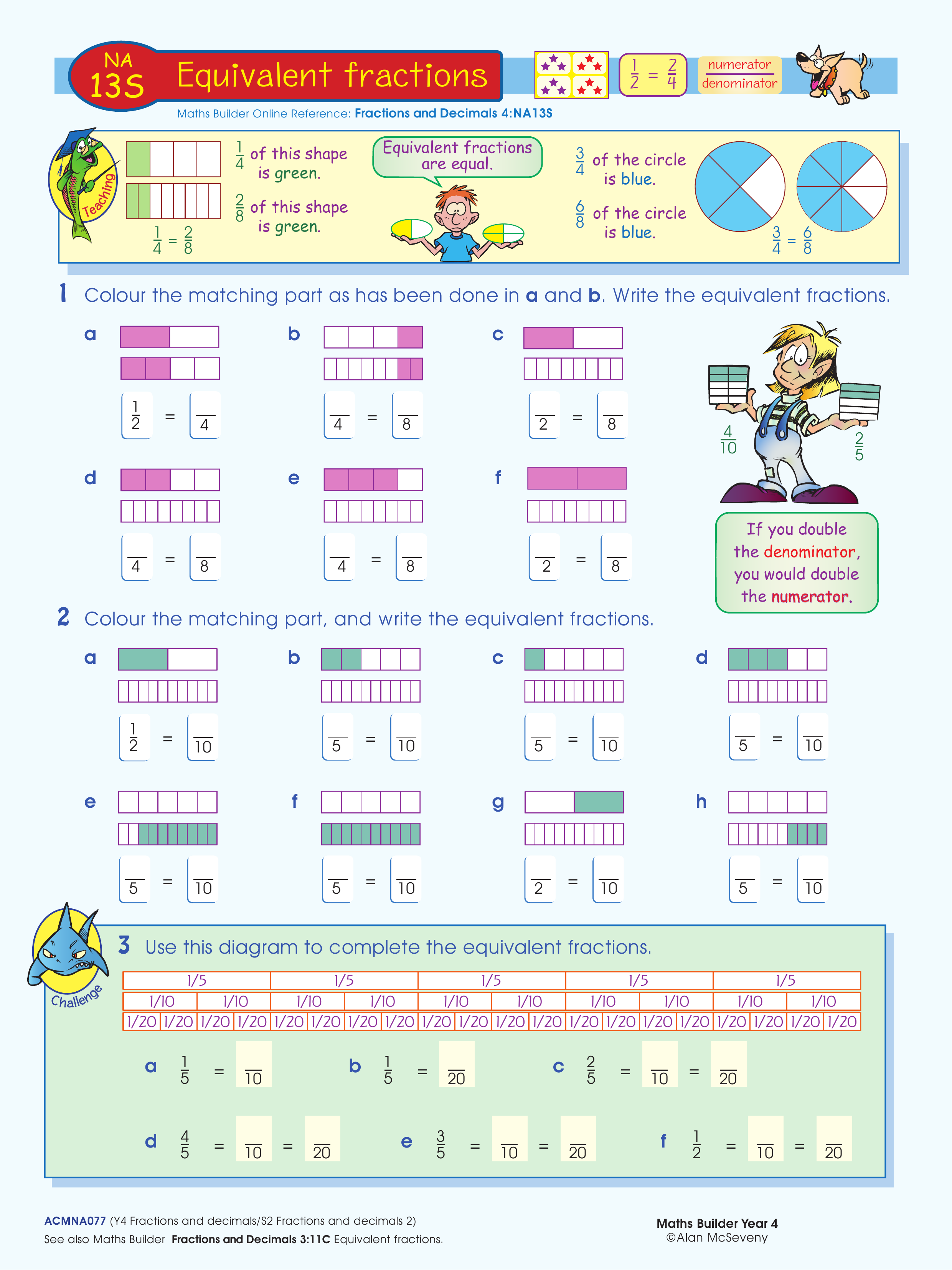 Equivalent fractions — worksheet preview