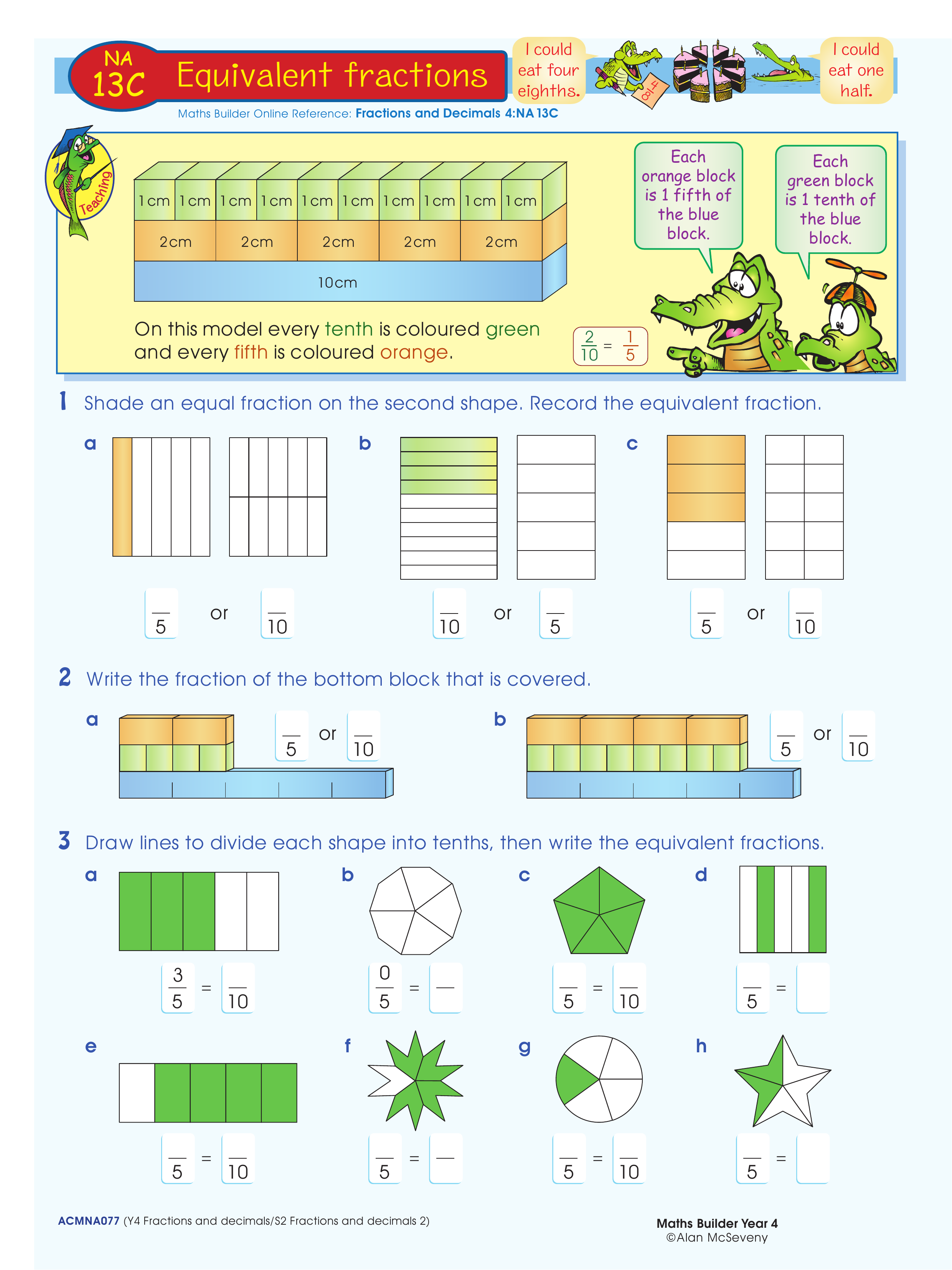 Equivalent fractions — worksheet preview