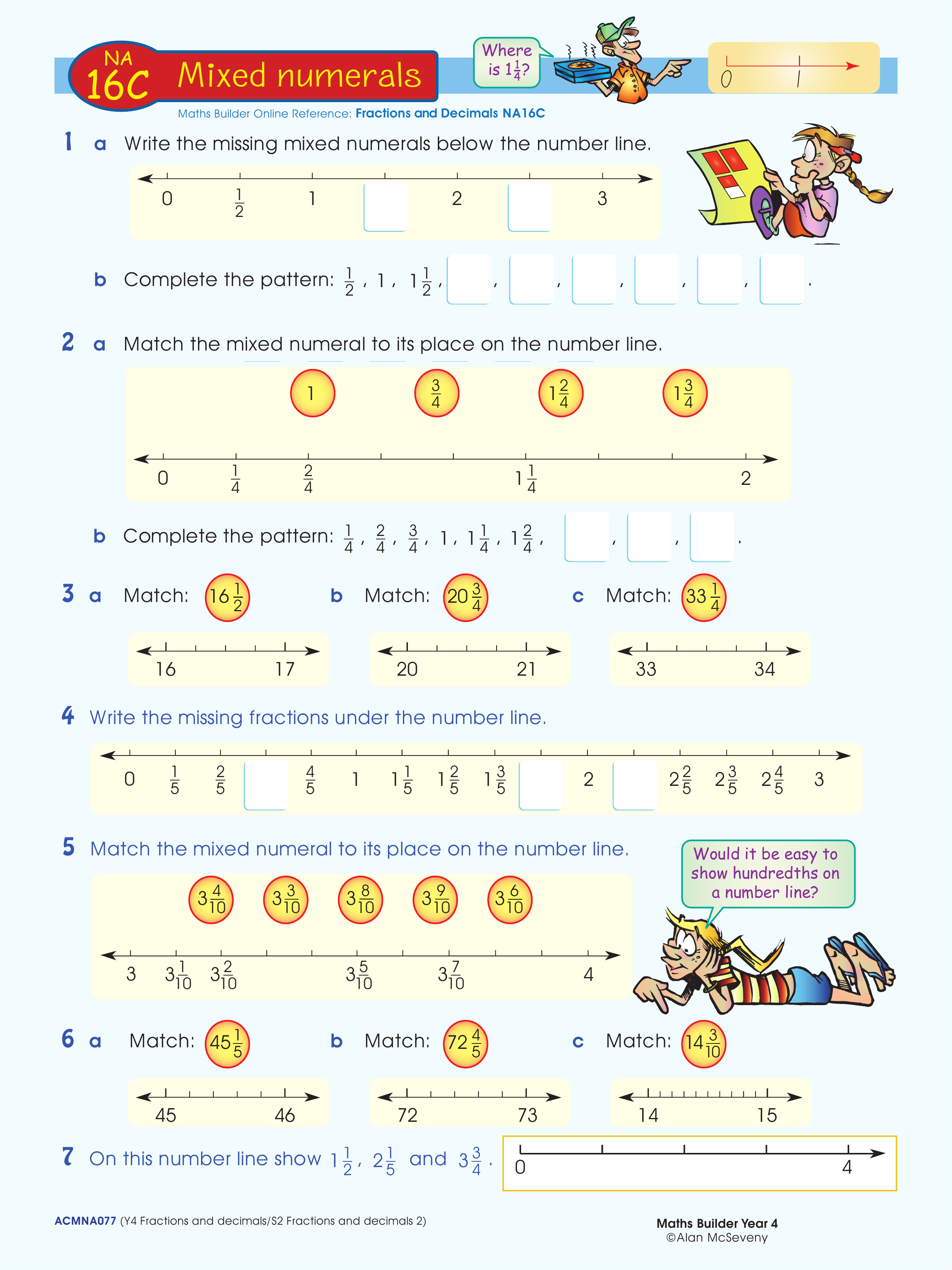 Mixed numerals — worksheet preview