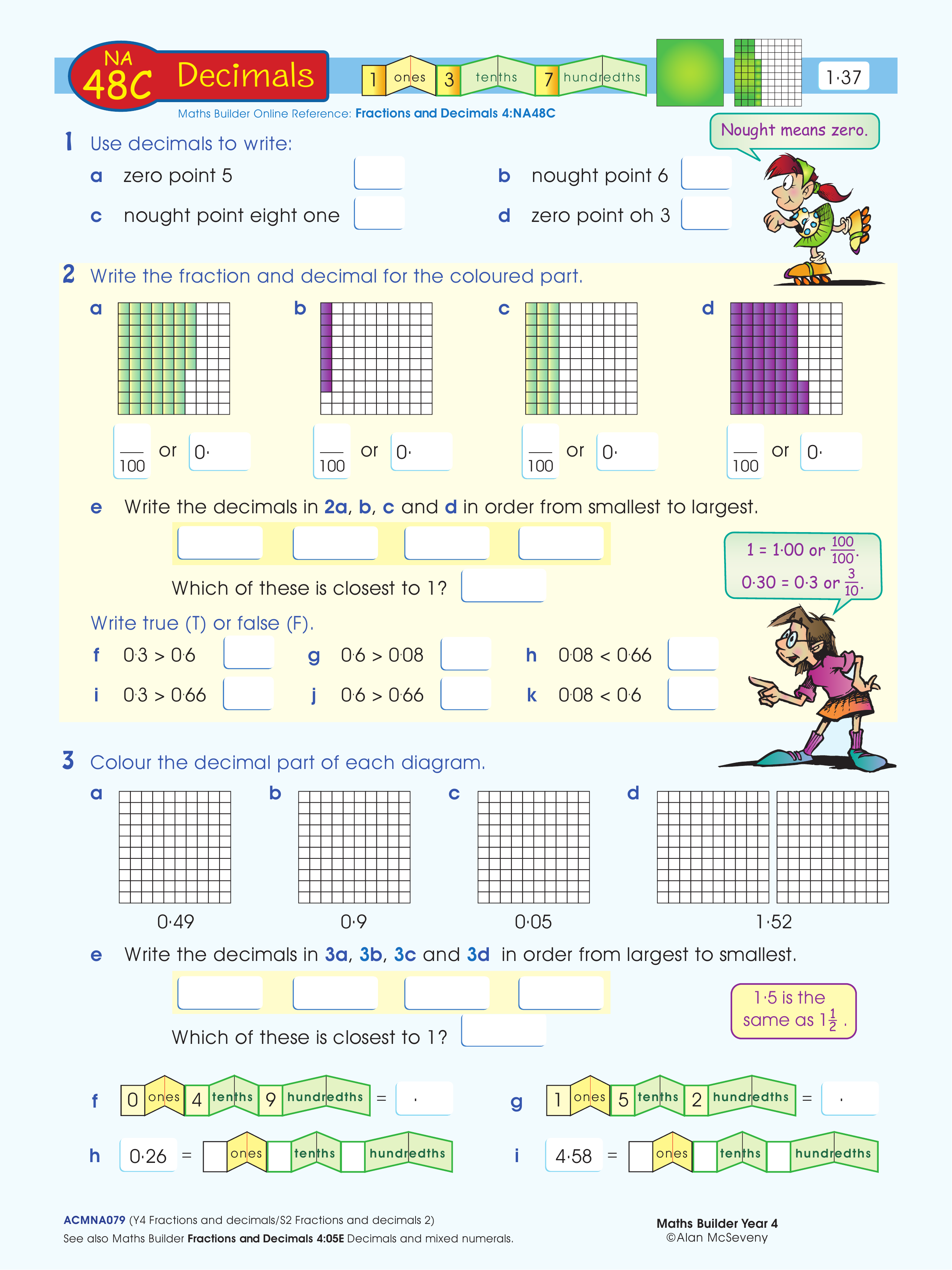 Decimals — worksheet preview