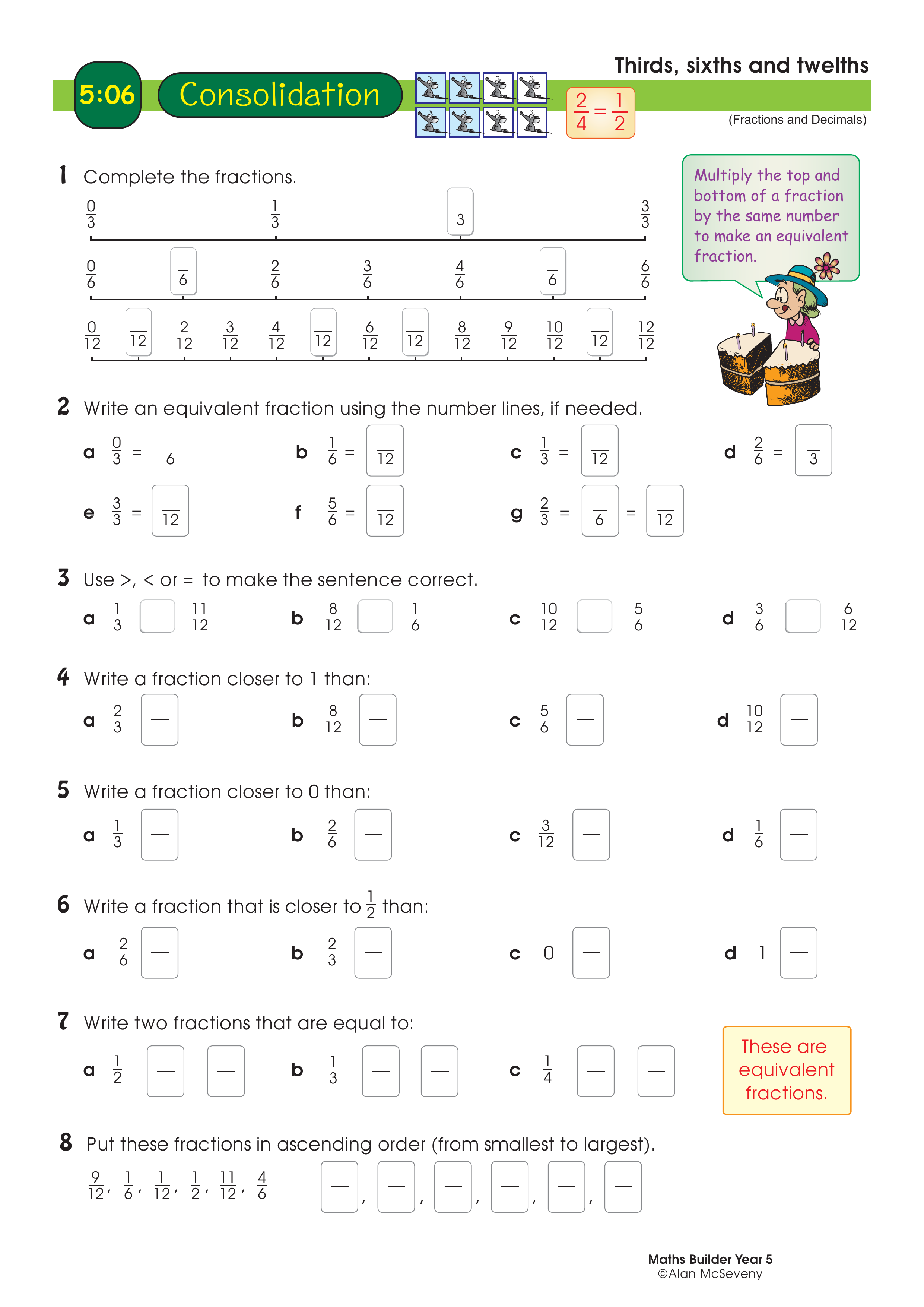 Thirds, sixths and twelfths — worksheet preview