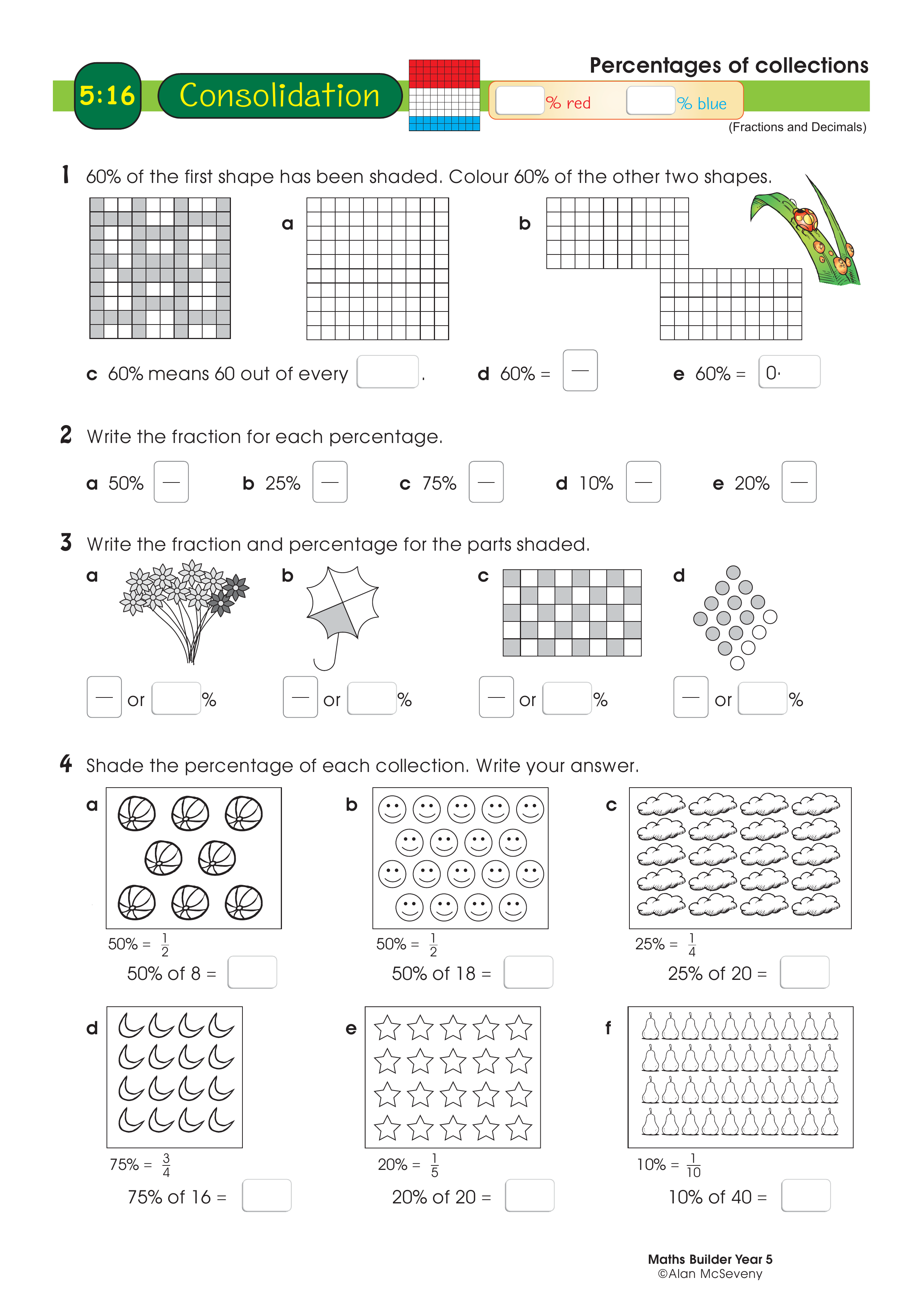 Percentages of collections — worksheet preview