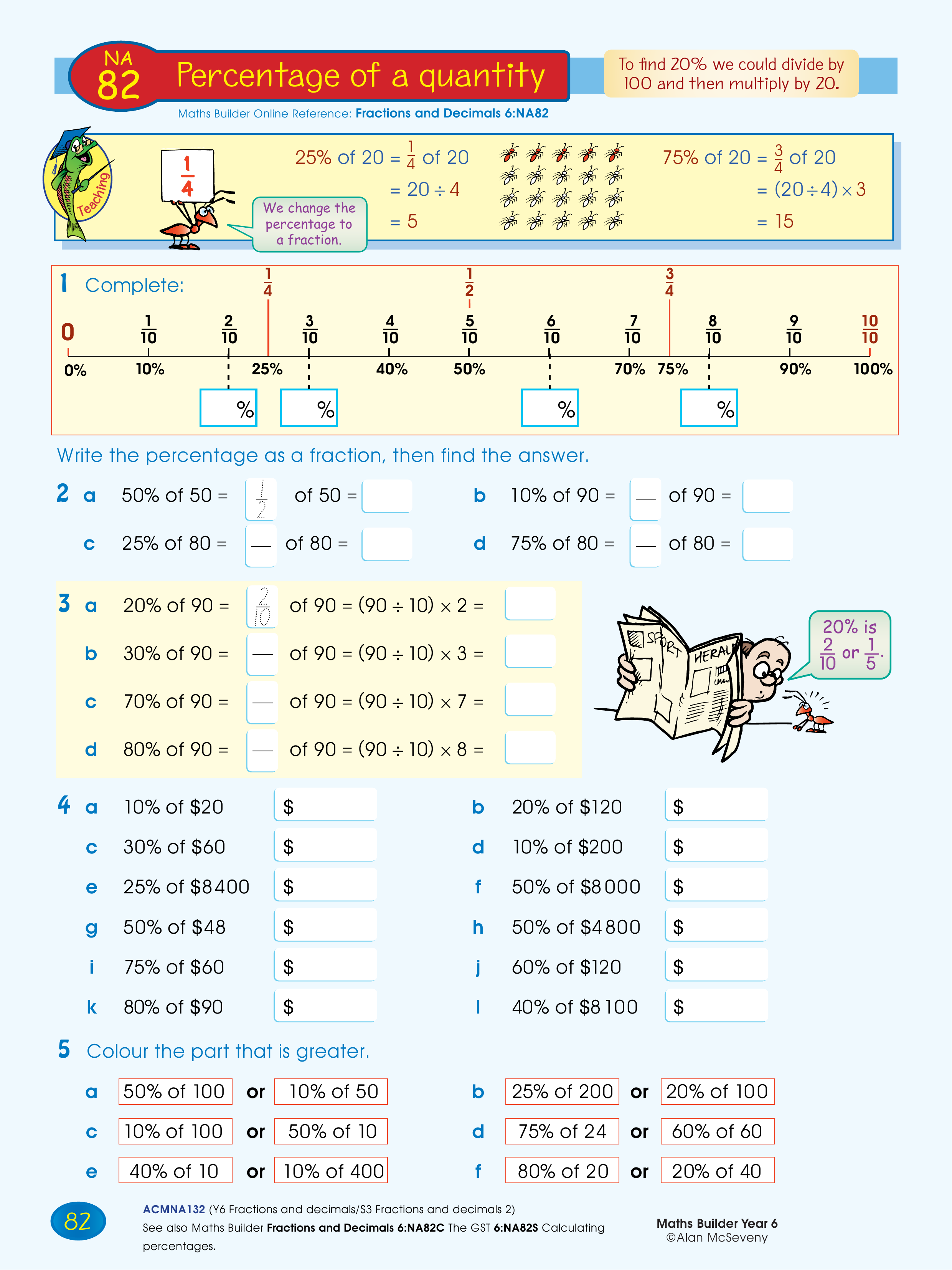 Percentage of a quantity — worksheet preview