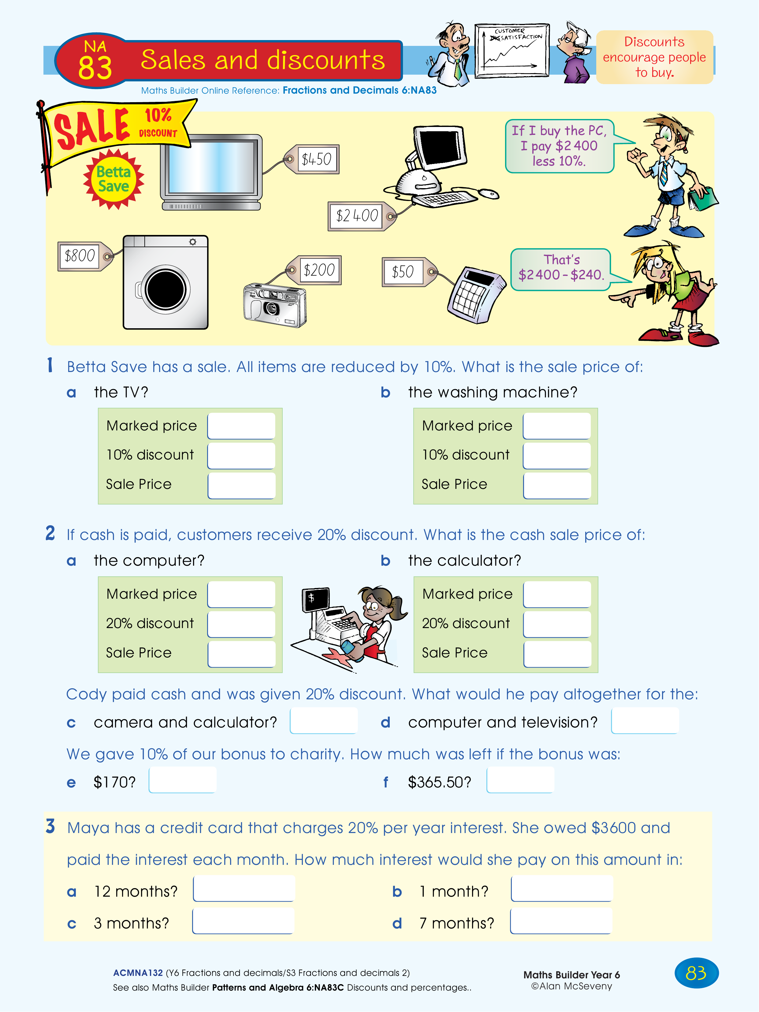 Sales and discounts — worksheet preview