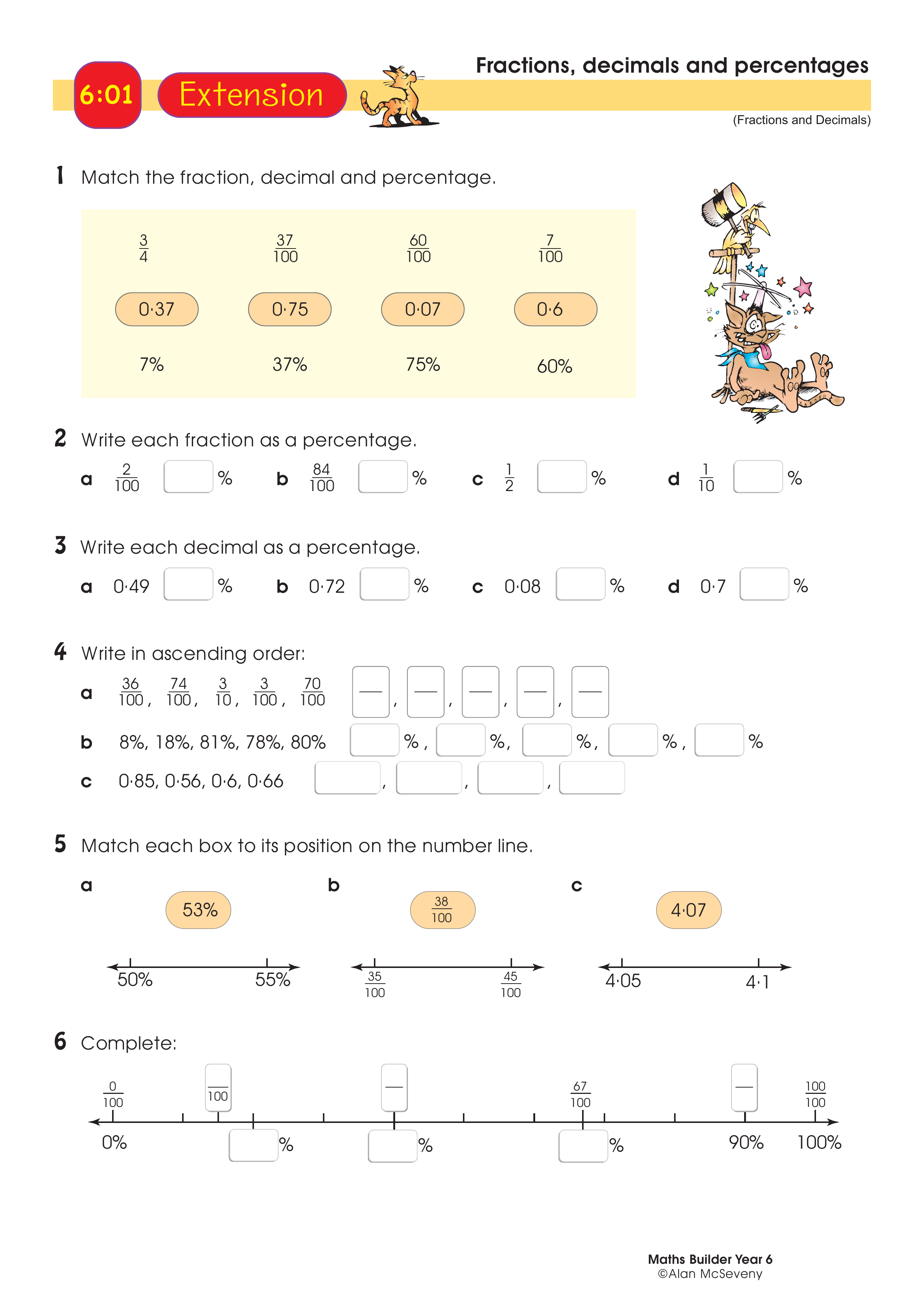 Fractions, decimals and percentages — worksheet preview