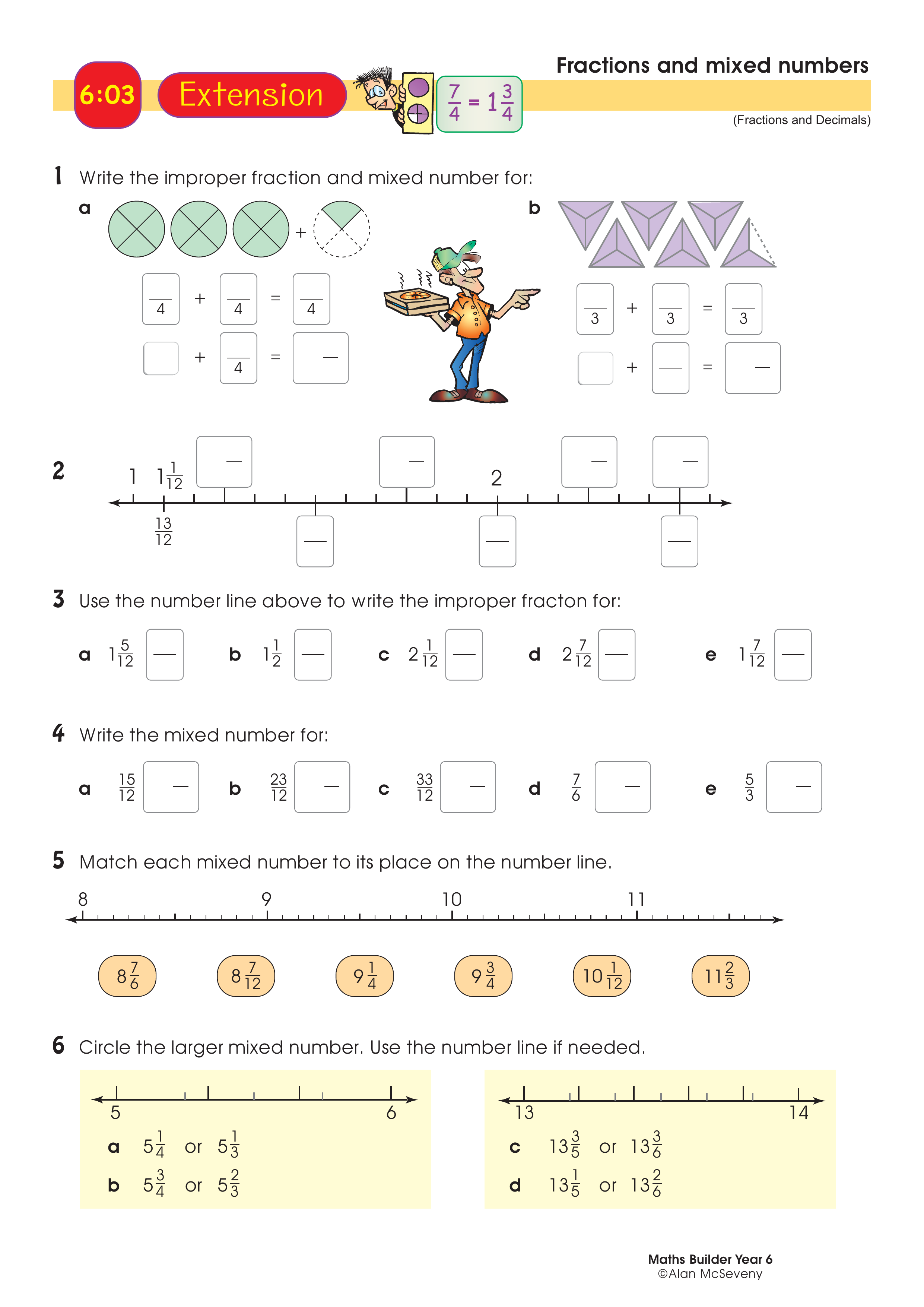 Fractions and mixed numbers — worksheet preview