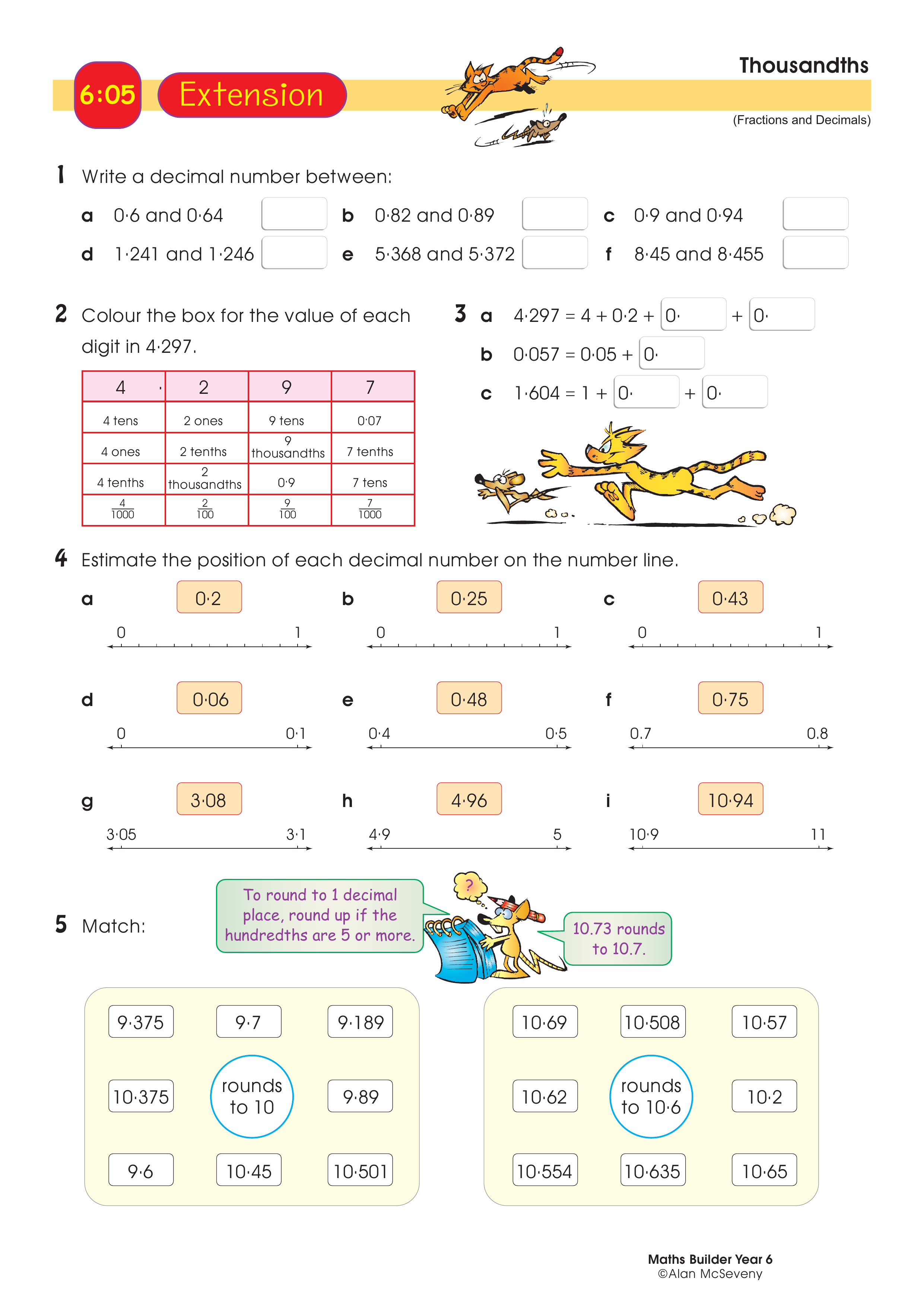 Thousandths — worksheet preview