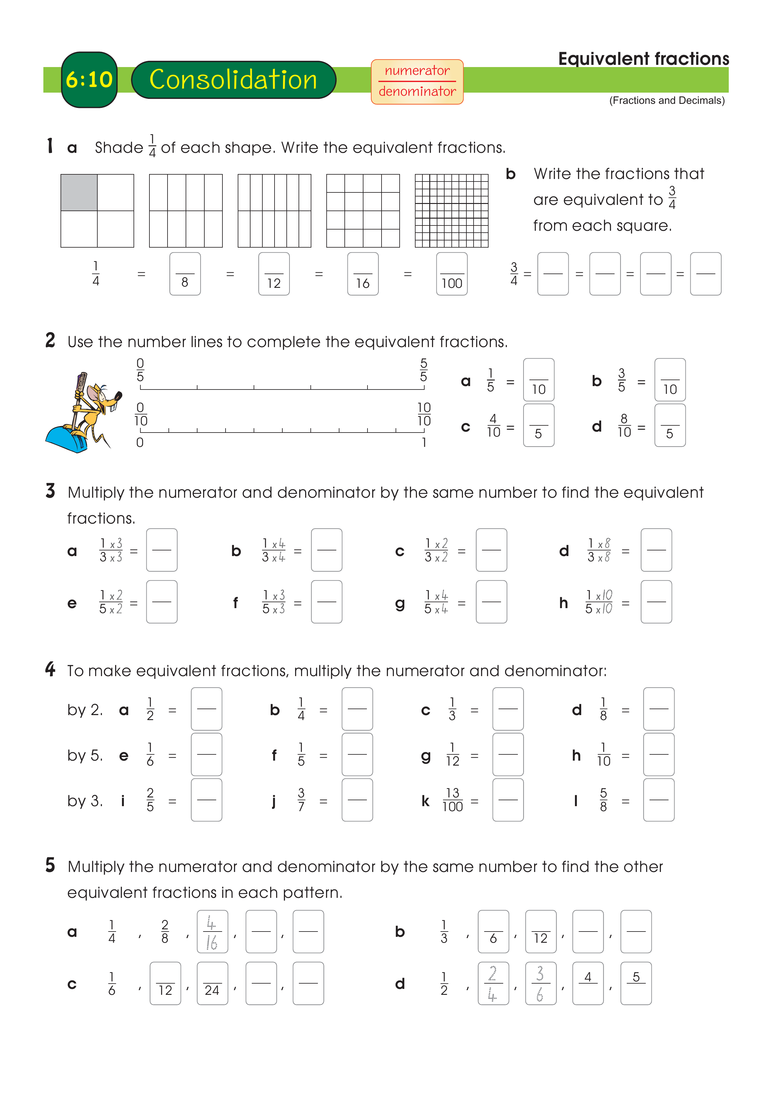 Equivalent fractions — worksheet preview