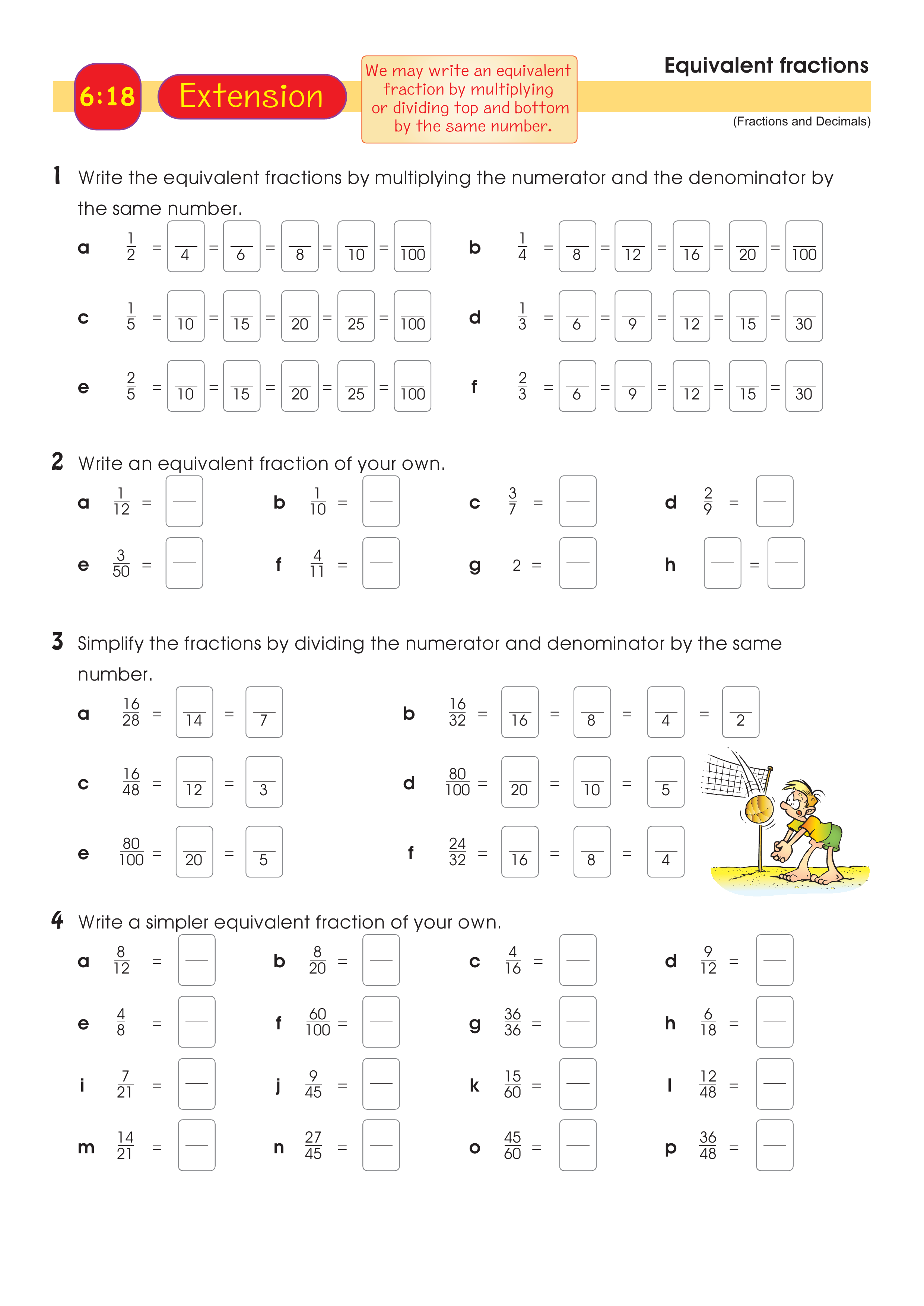 Equivalent fractions — worksheet preview