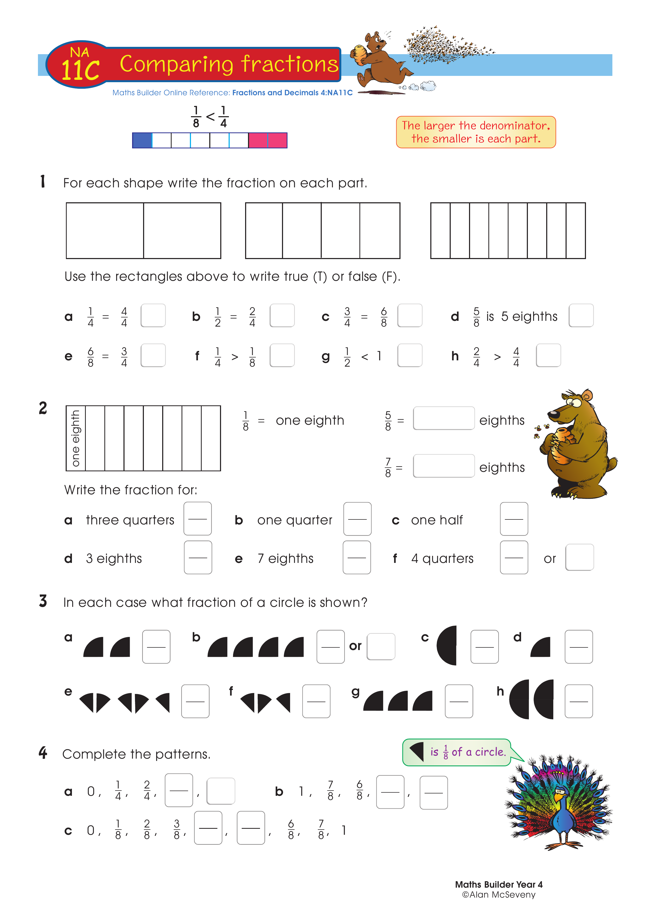 Comparing fractions — worksheet preview