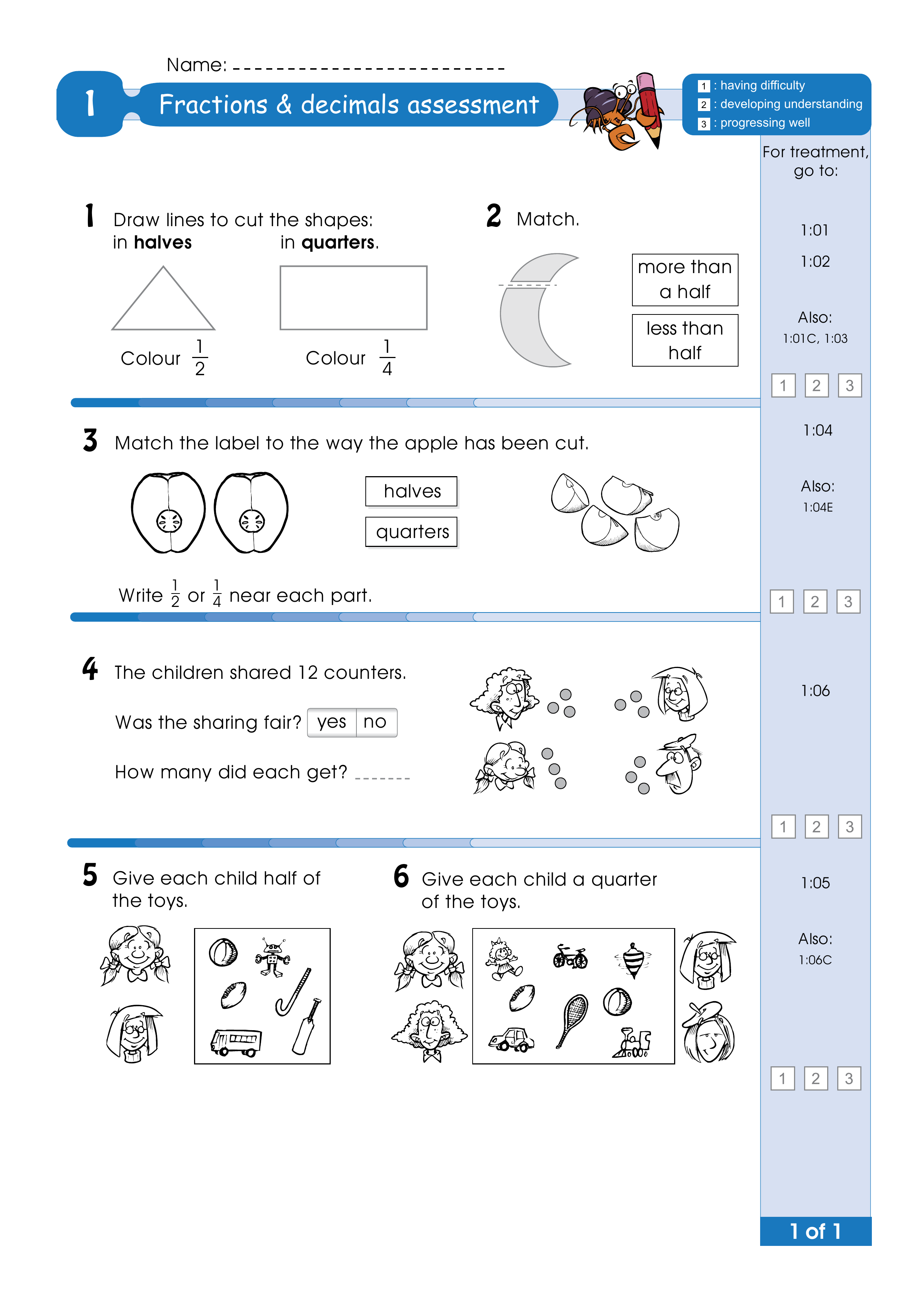 Assessment for the whole of Level 1 — worksheet preview